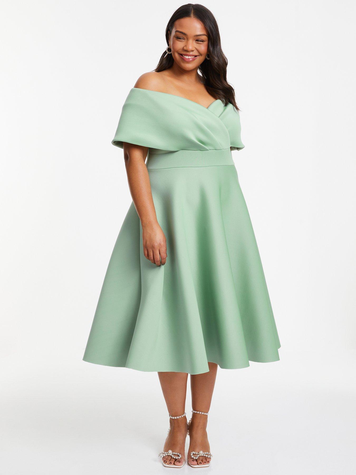 Green off the shoulder skater dress hotsell