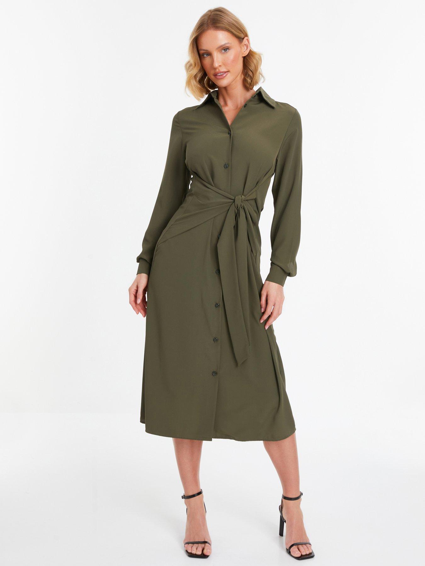 M&Co Khaki Green Camo Print Twist Front Midaxi Dress