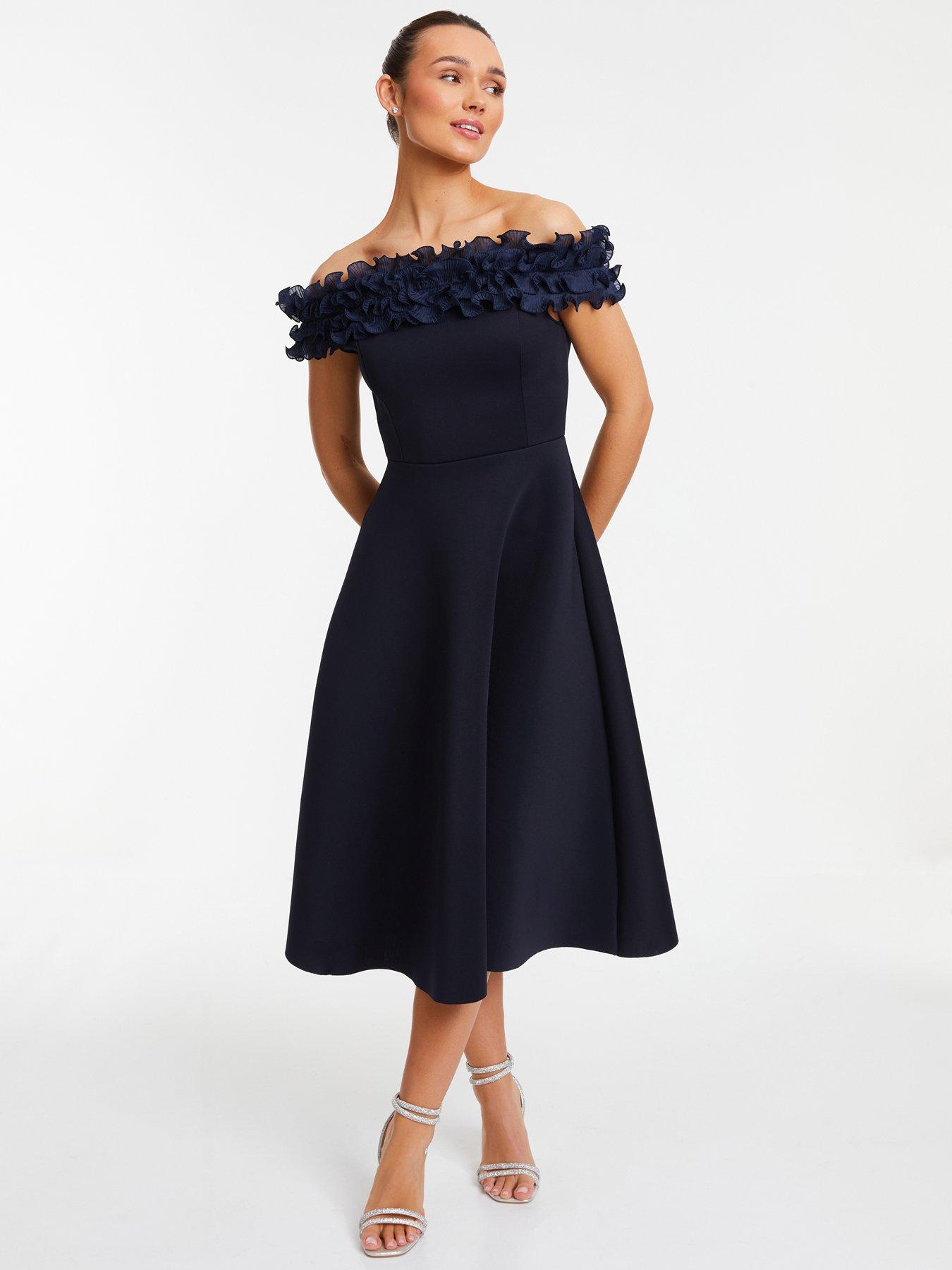 Bardot ruffle dress hotsell