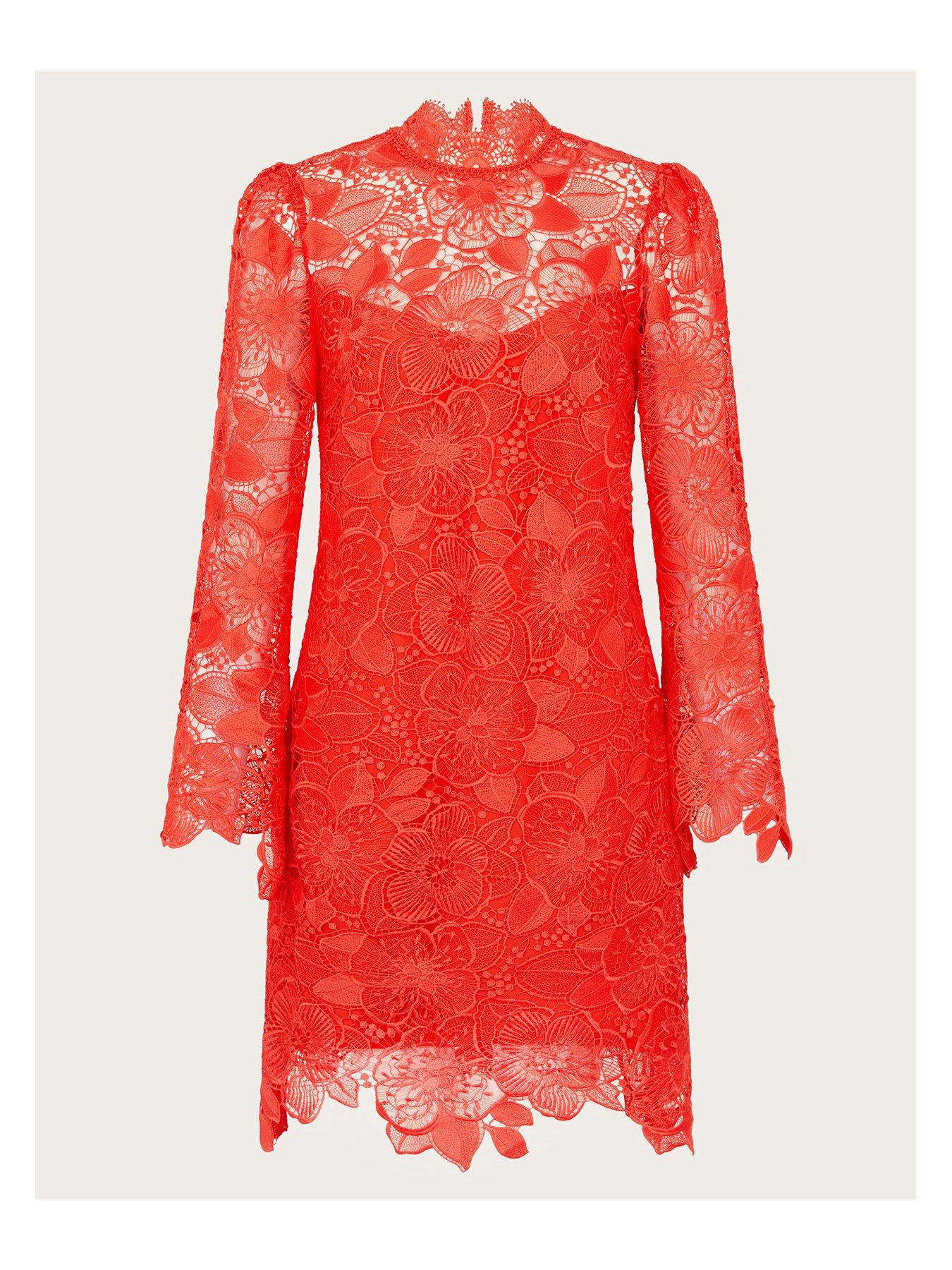 Monsoon red lace dress hotsell