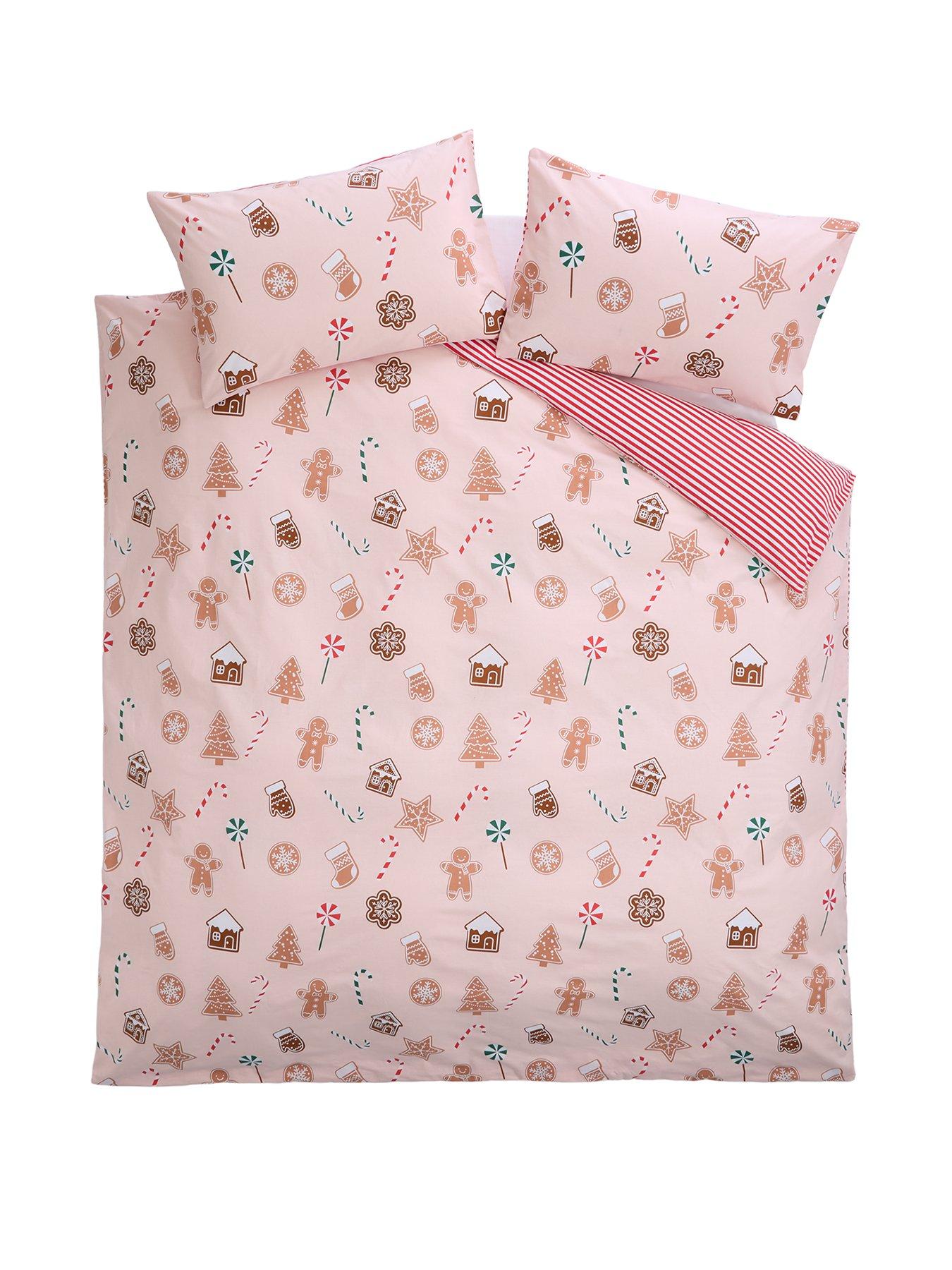 Chirstmas Gingerbread Man Pattern Print Duvet Cover Bedding Set