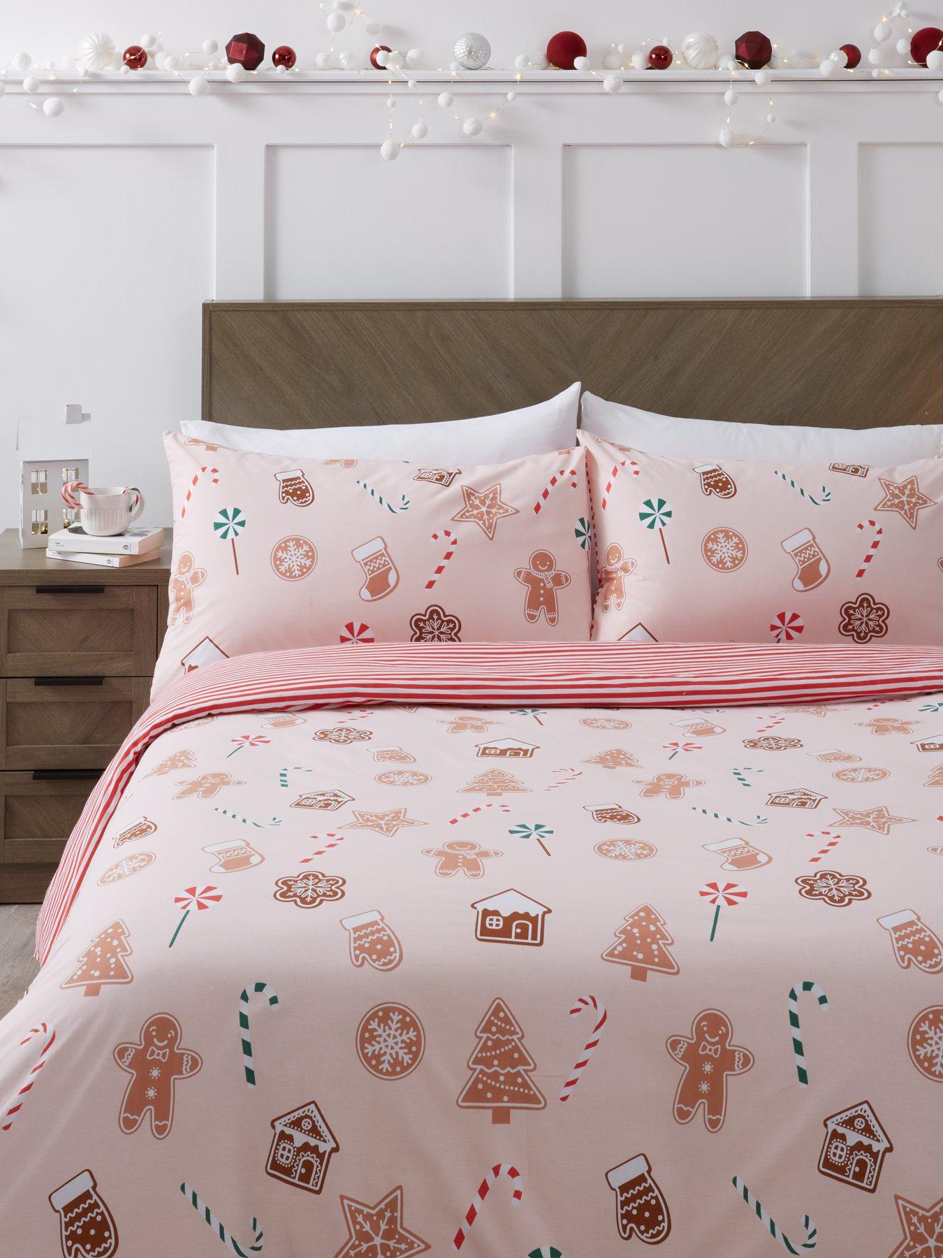Chirstmas Gingerbread Man Print Pattern Duvet Cover Bedding Set
