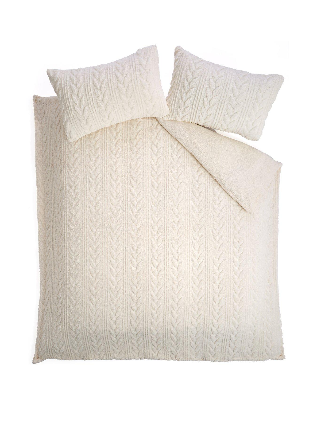  image of very-home-cosy-cable-knit-fleece-duvet-cover-set