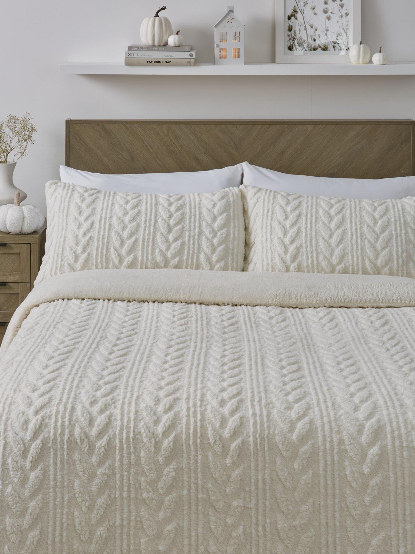  image of very-home-cosy-cable-knit-fleece-duvet-cover-set