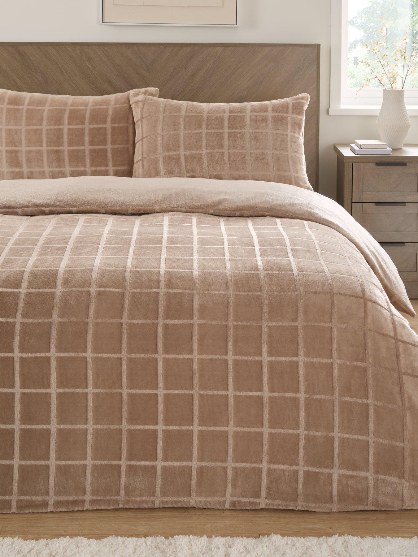  image of very-home-check-fleece-duvet-cover-set