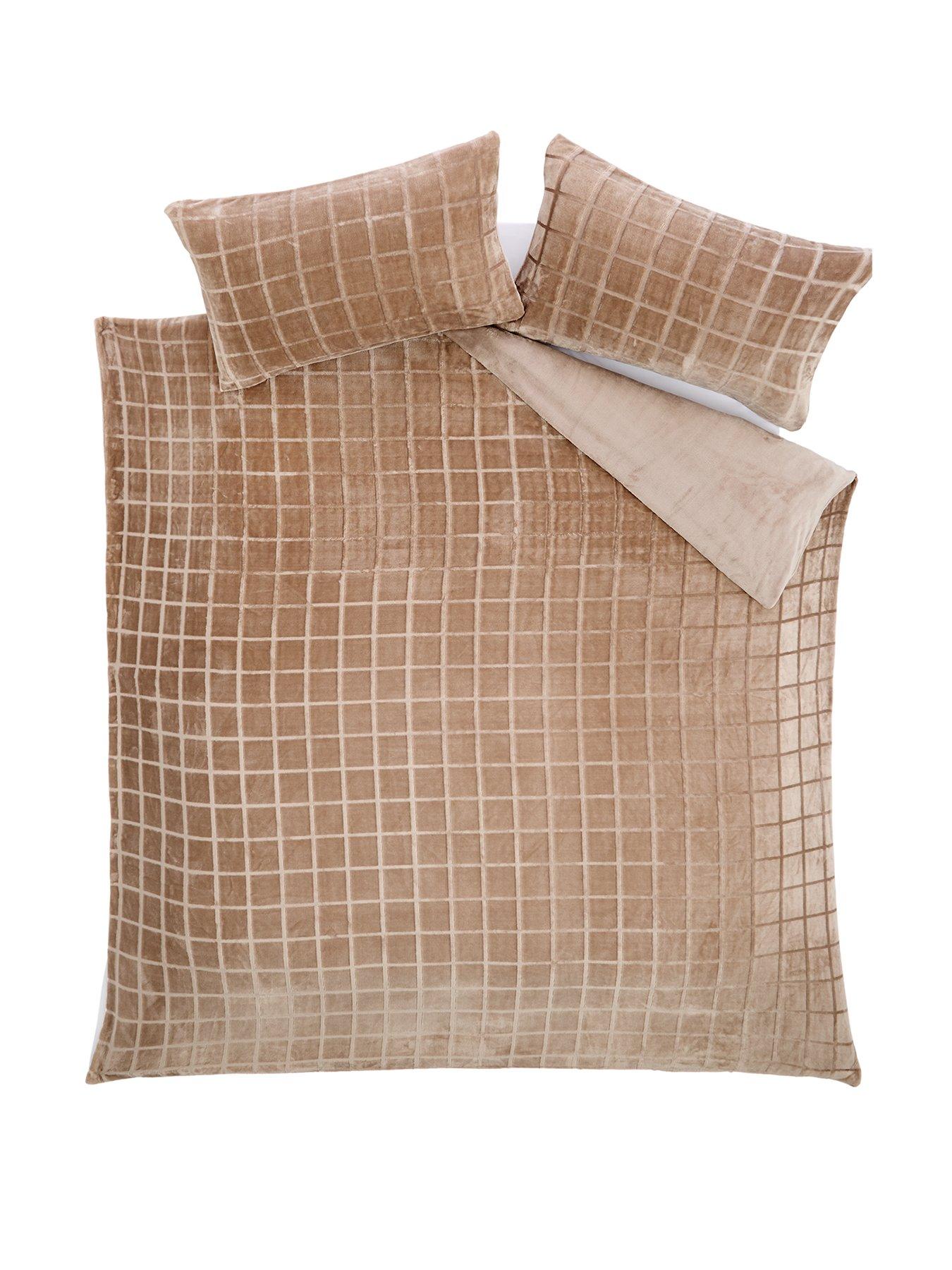  image of very-home-check-fleece-duvet-cover-set