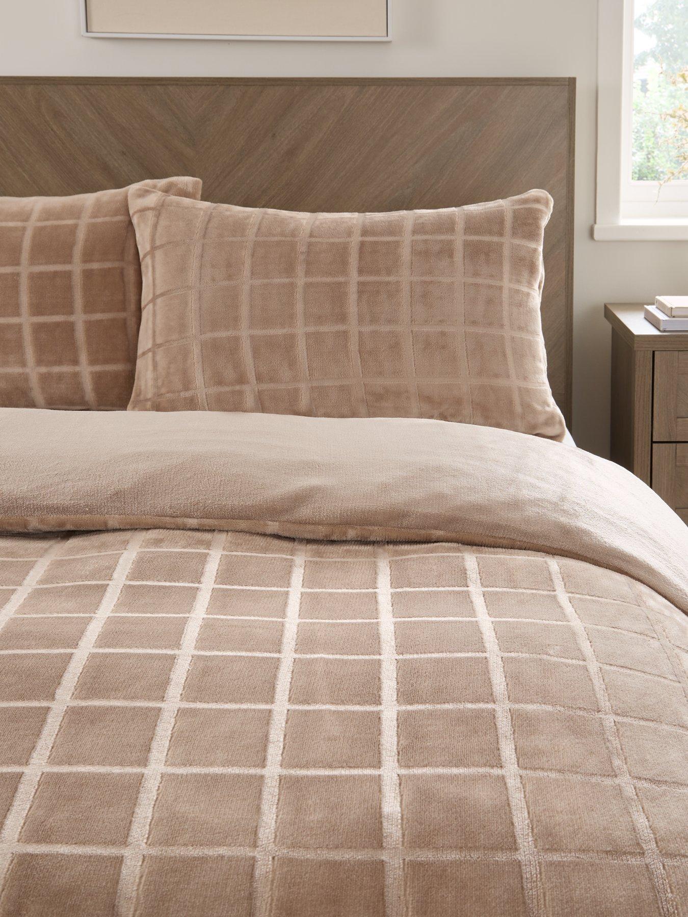  image of very-home-check-fleece-duvet-cover-set