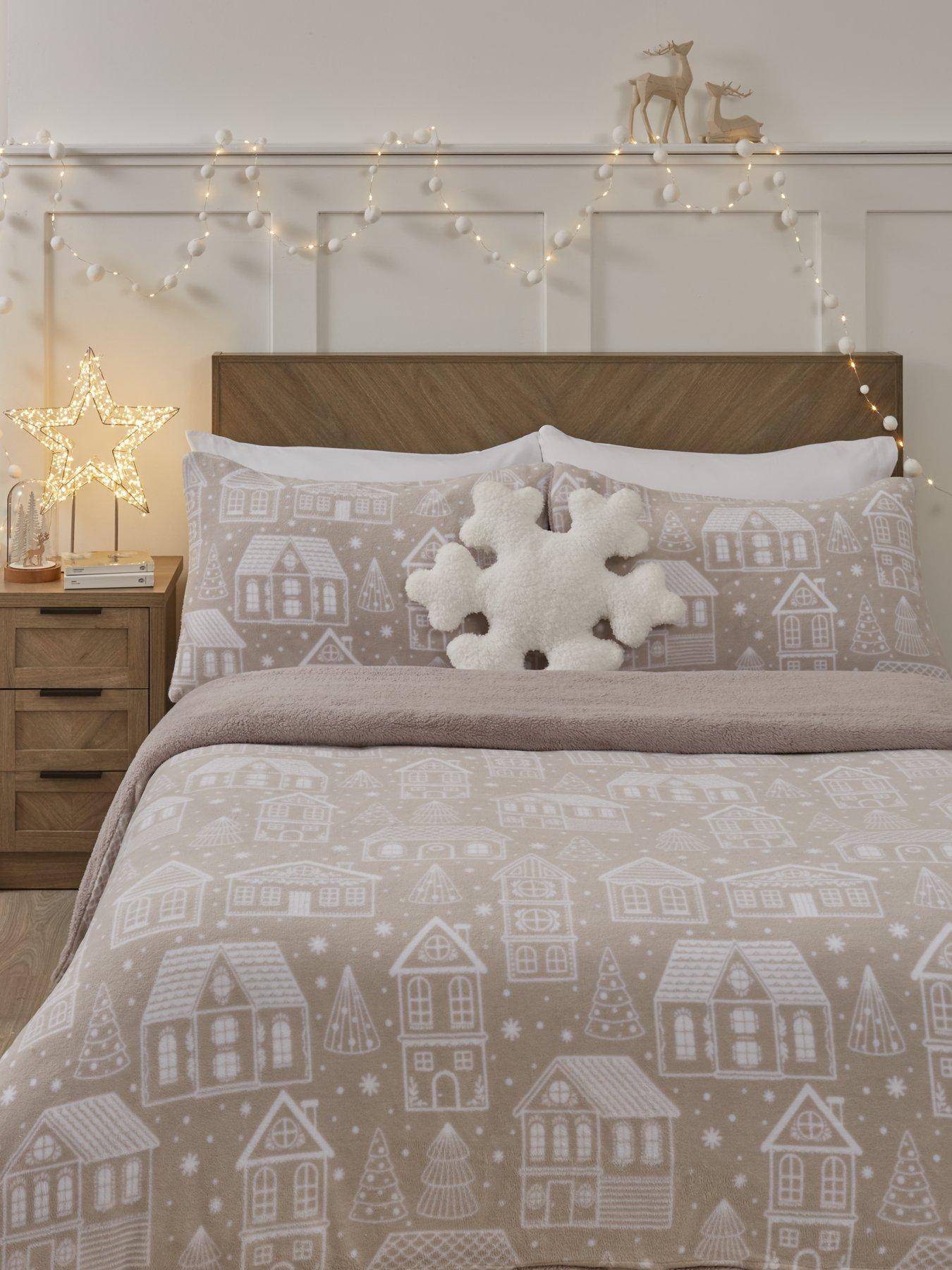 Very Home Nordic Christmas House Fleece Duvet Cover Set