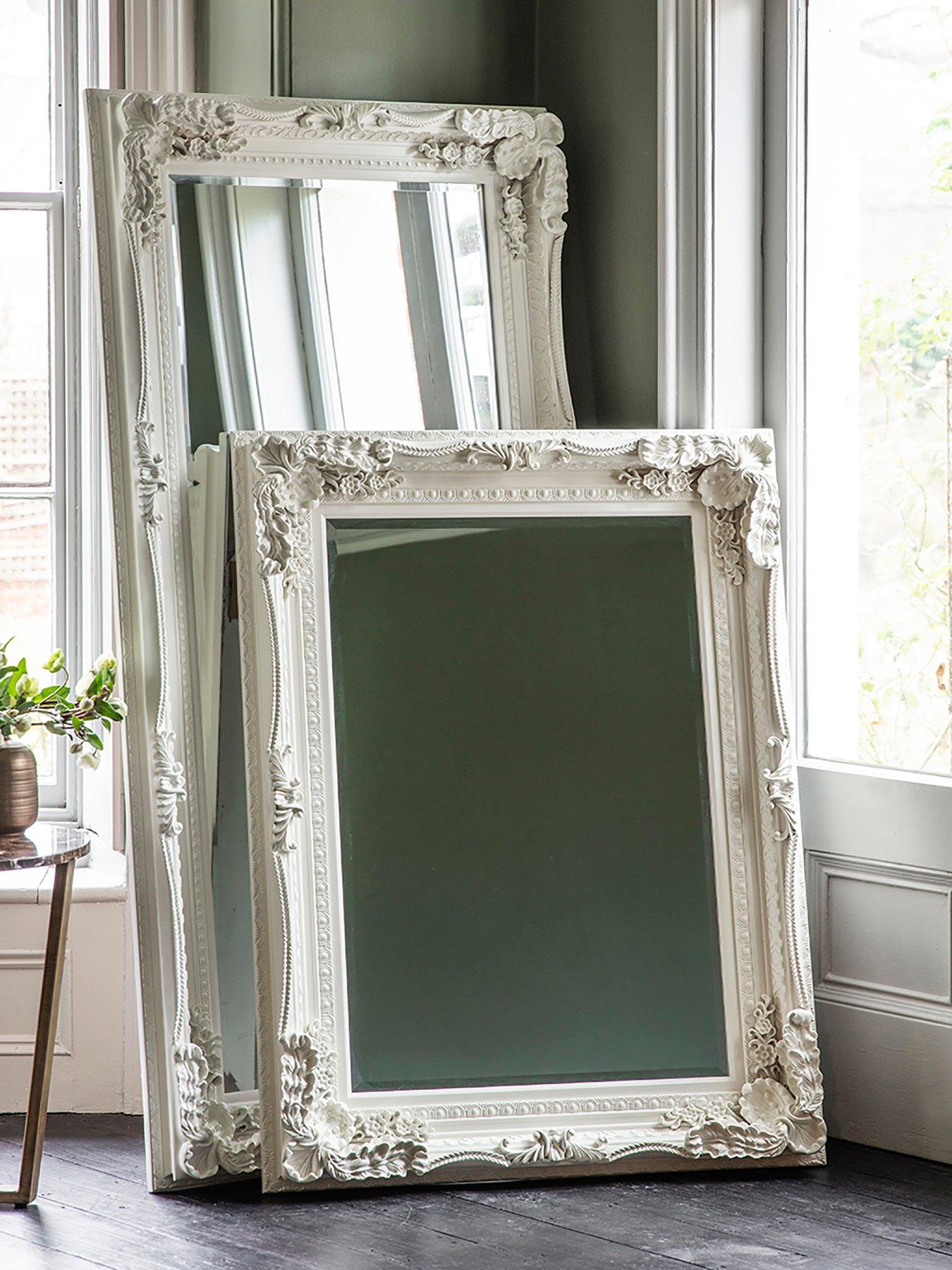  image of gallery-carved-louis-leaner-mirror-cream