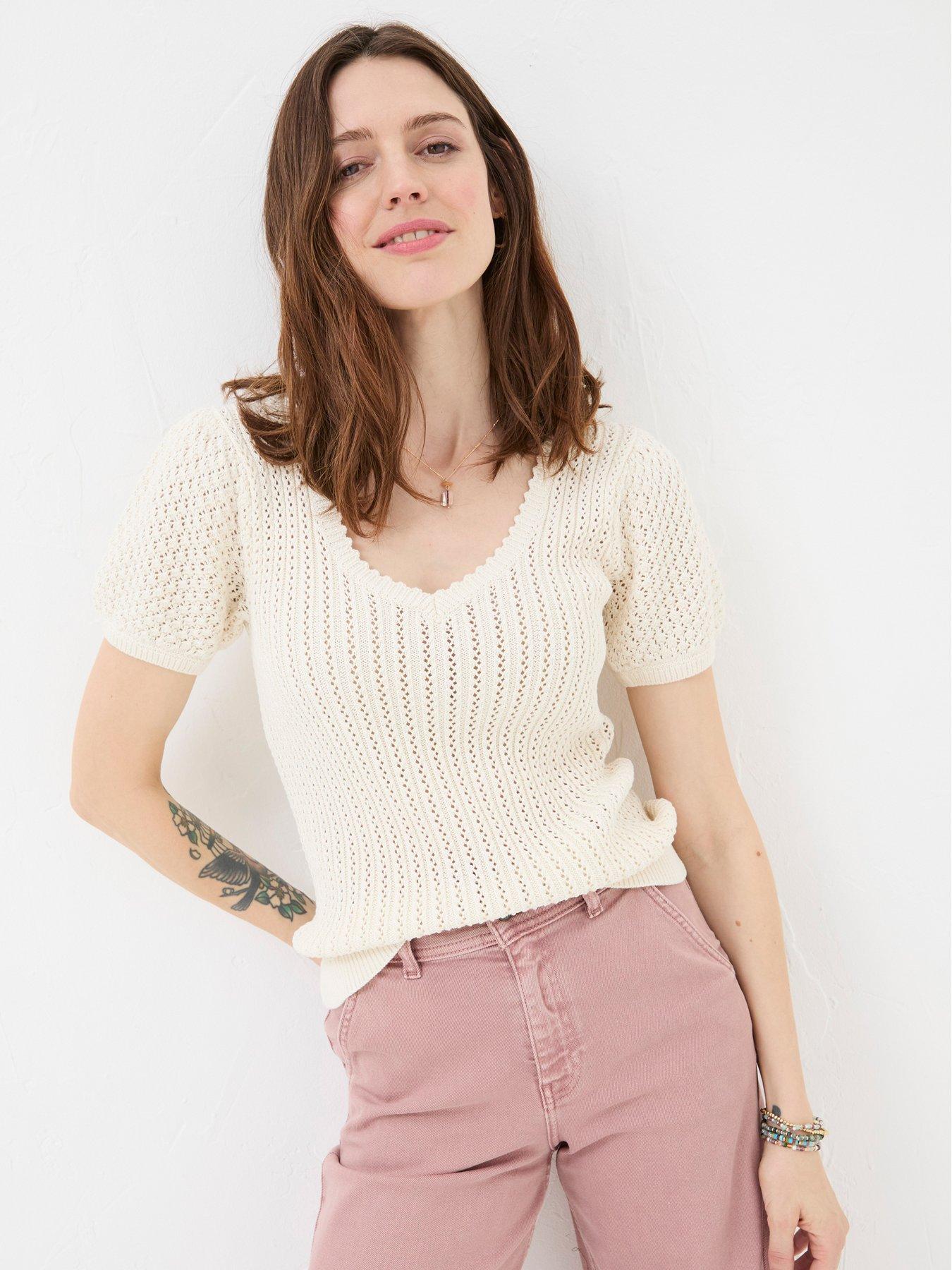 undefined Ava Stitch T-shirt  - Cream