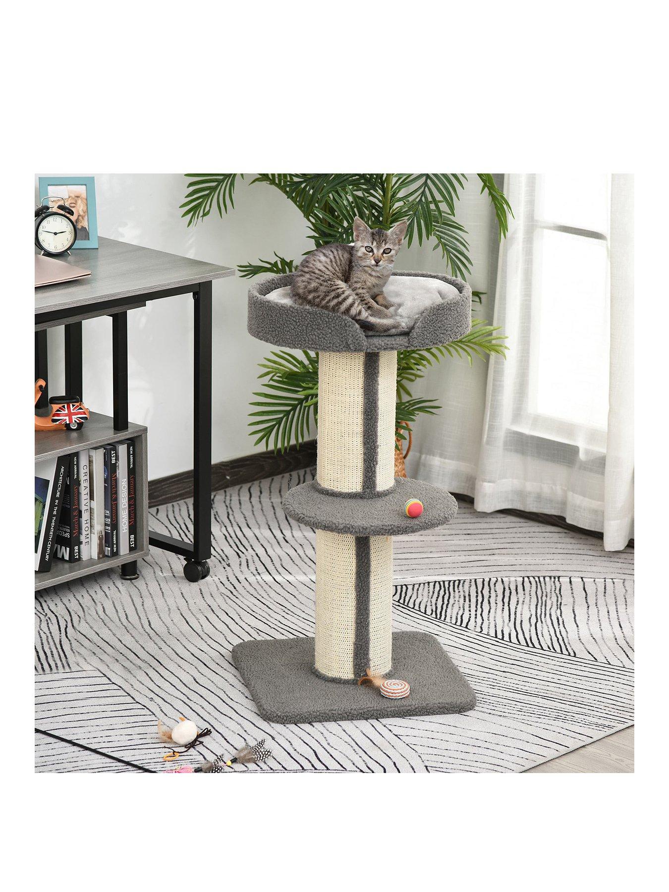 PawHut 91cm Cat Tree with Sisal Scratching Post Grey