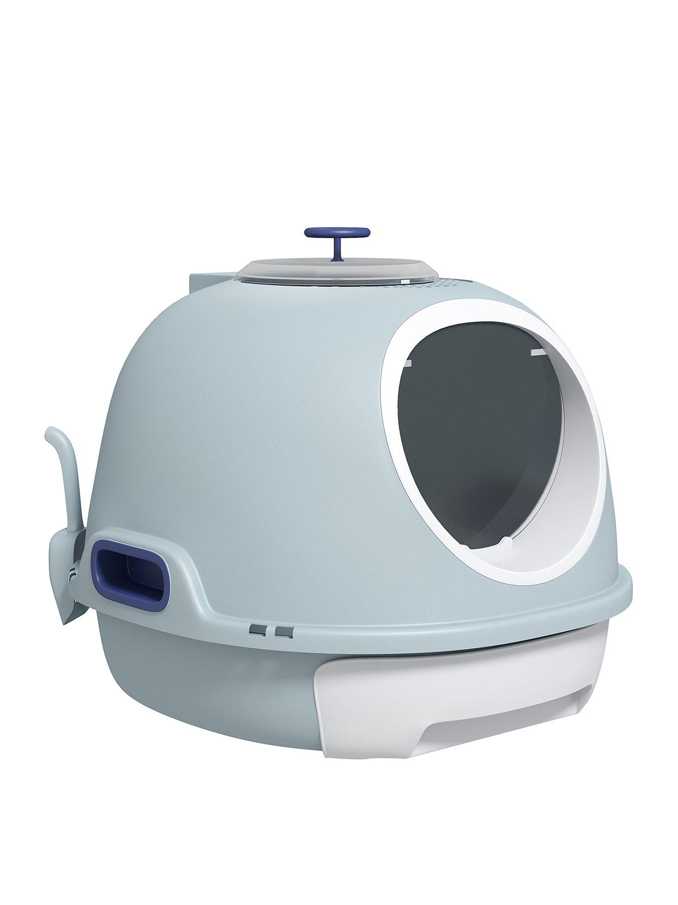 Image 2 of 6 of PawHut Cat Litter Box With Litter Scoop Enclosed Drawer & Skylight -Blue