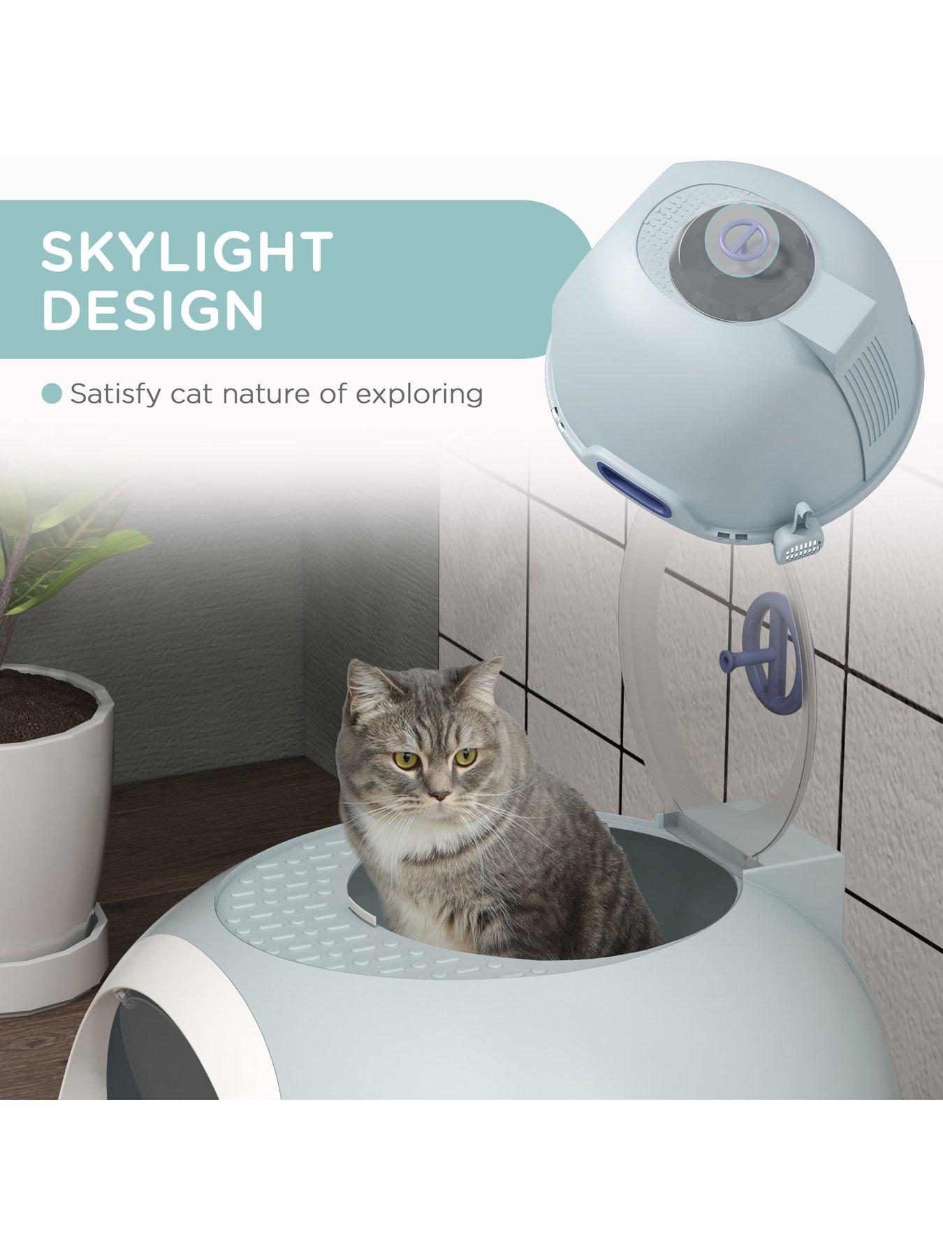 Image 5 of 6 of PawHut Cat Litter Box With Litter Scoop Enclosed Drawer & Skylight -Blue