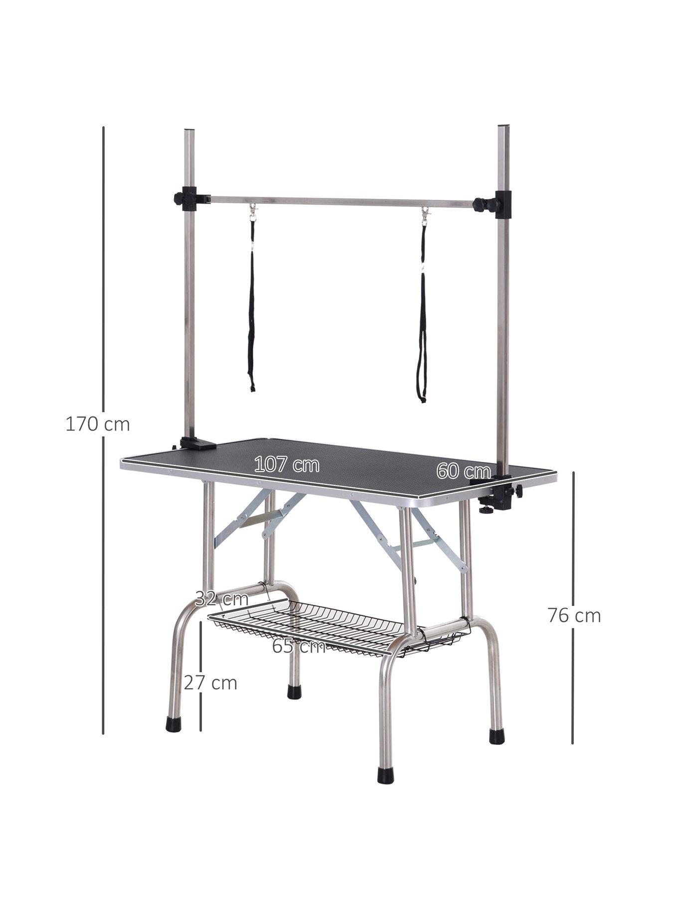  image of pawhut-adjustable-dog-grooming-table-black-107-x-60-x-170cm
