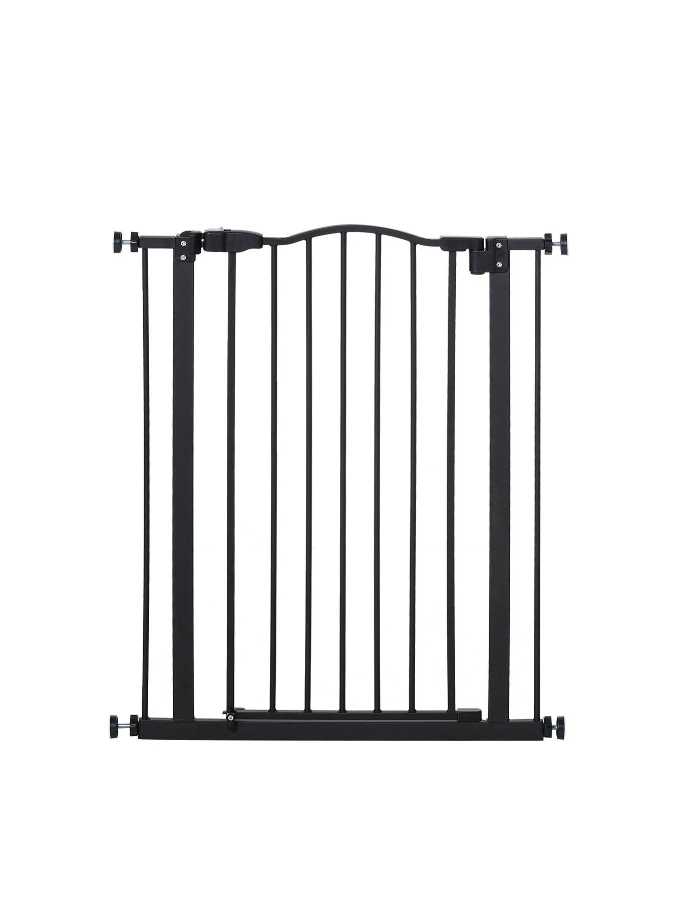 PawHut Dog Gate Pressure Fit 94cm Extra Tall 74 80cm Wide Black littlewoods