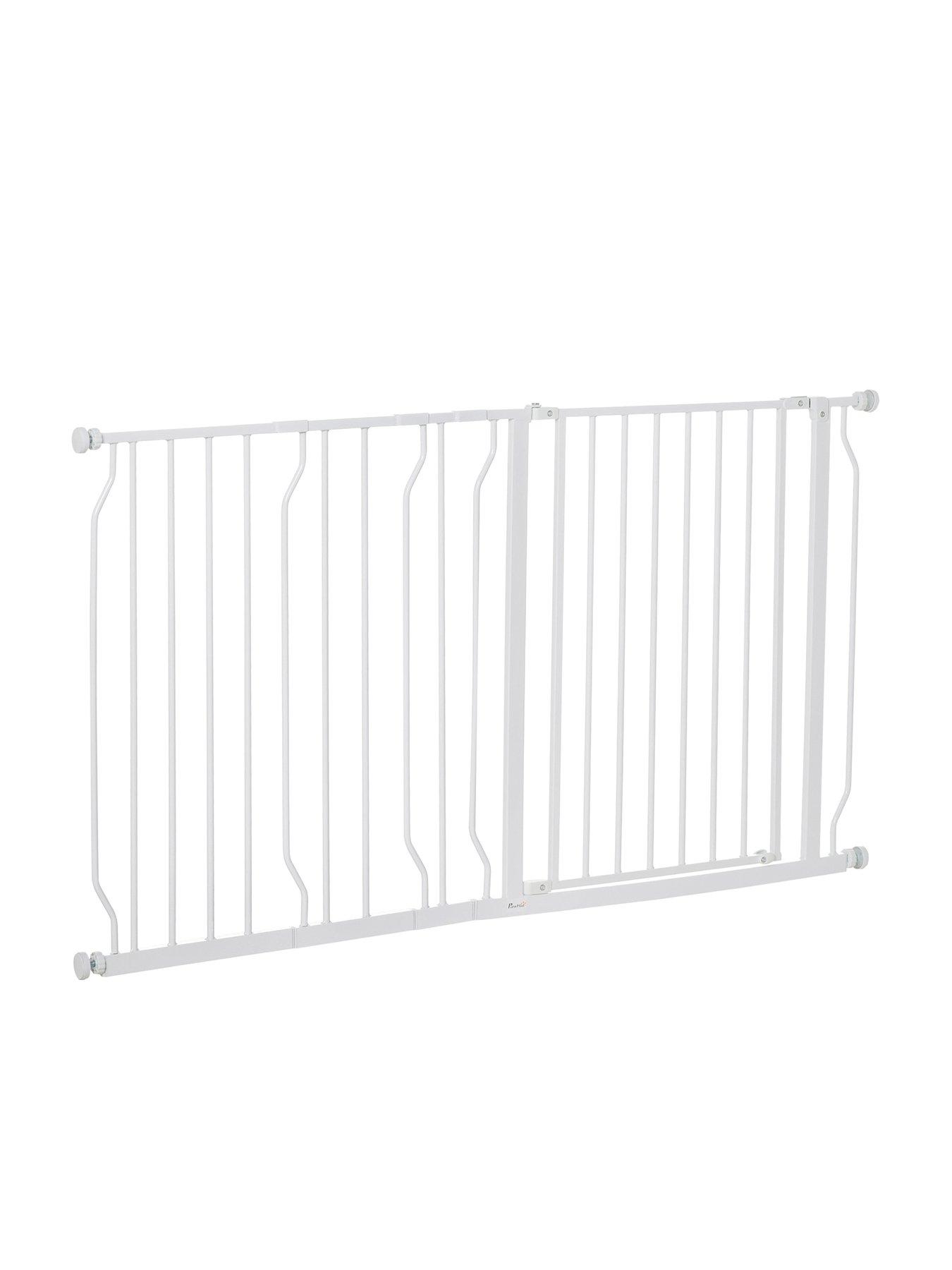  image of pawhut-pressure-fit-dog-gate-76h-x-75-145w-cm-white