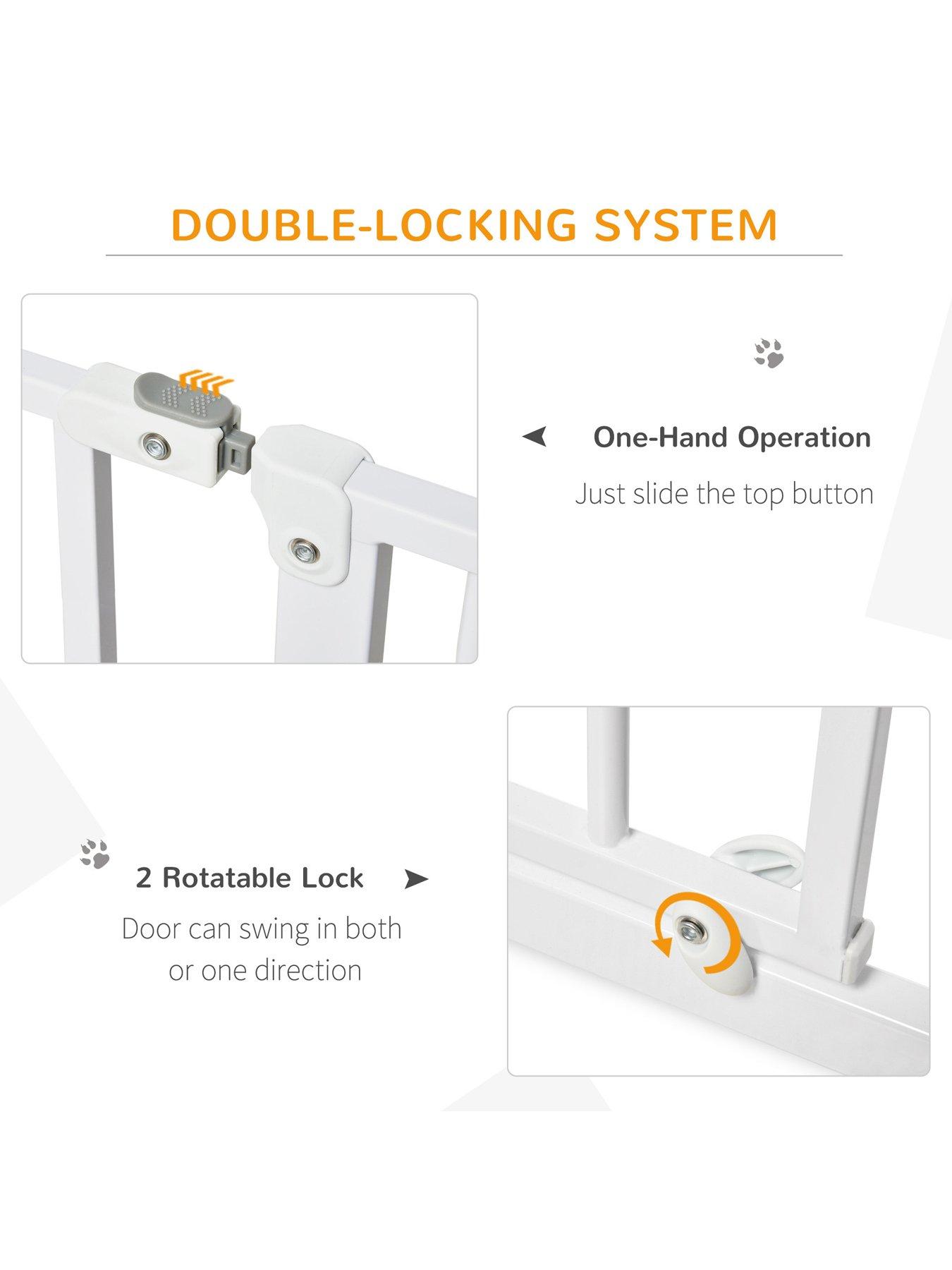  image of pawhut-pressure-fit-dog-gate-76h-x-75-145w-cm-white