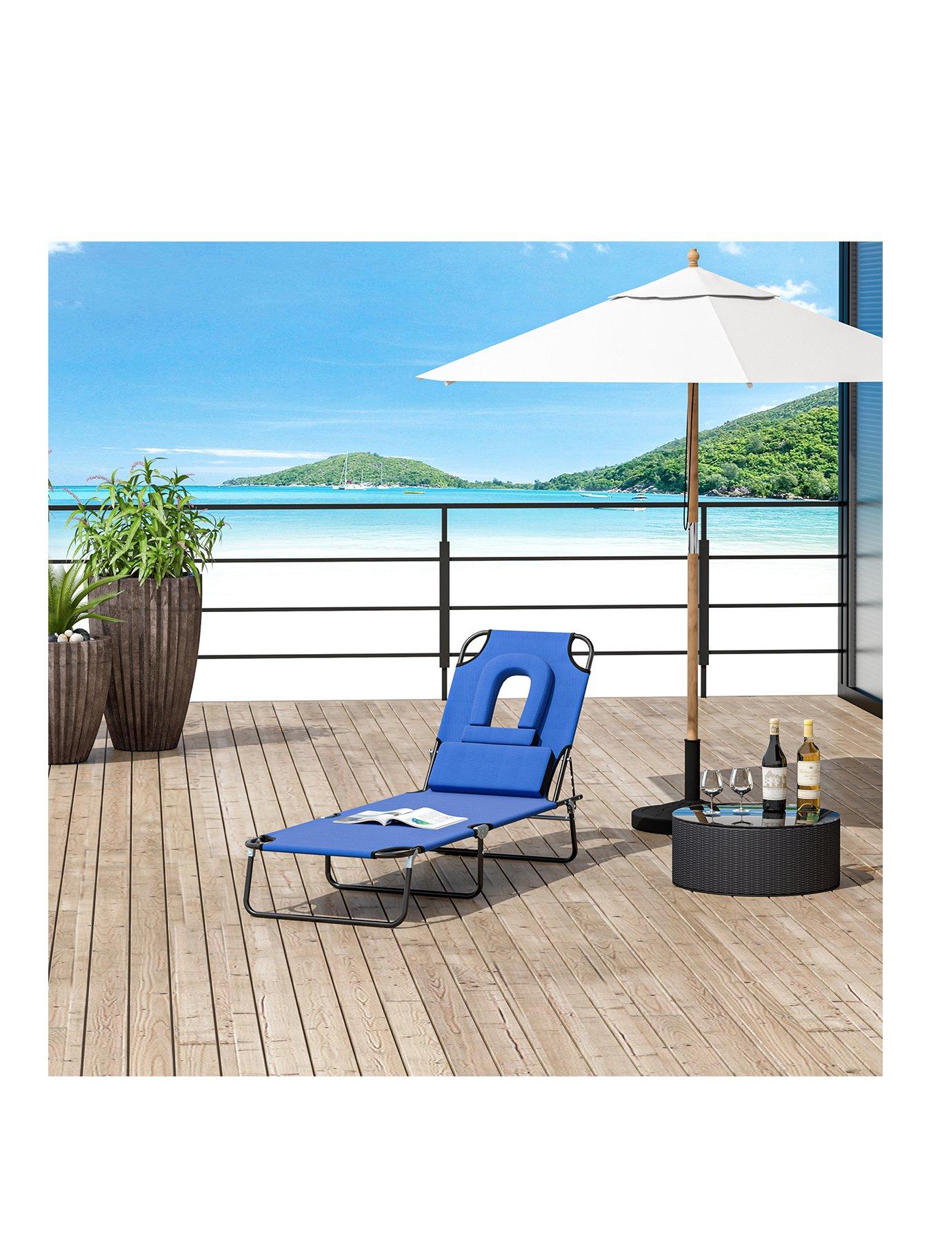 OutSunny Sun Lounger (Massage-Style) - Blue