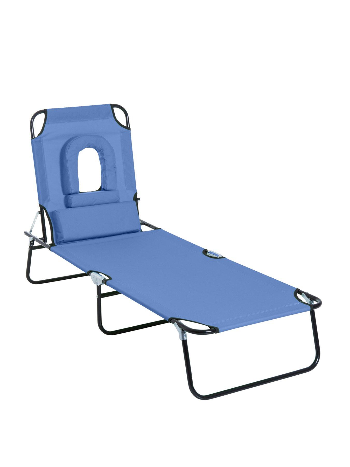 OutSunny Sun Lounger Massage Style Blue littlewoods