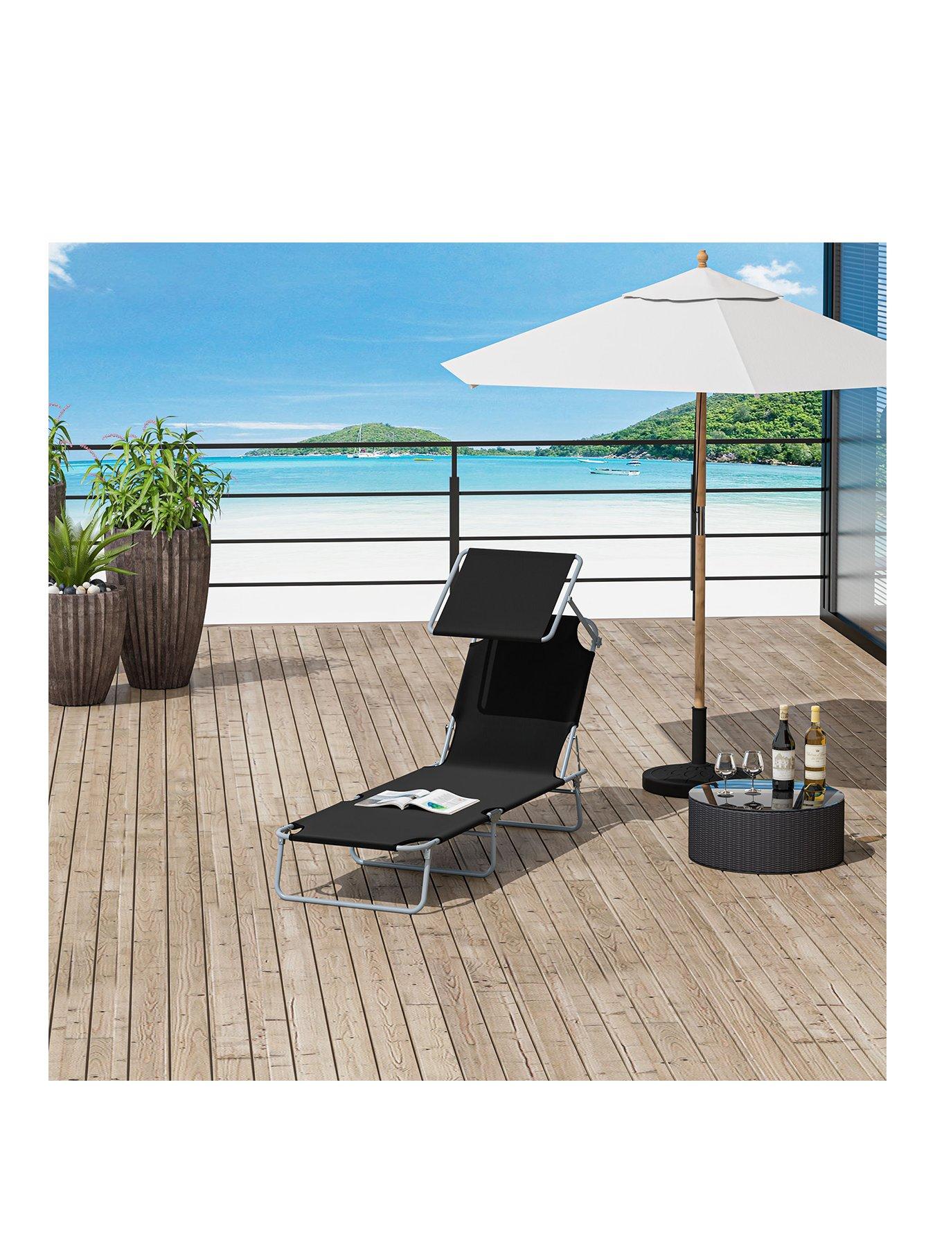 undefined Sun Lounger (With Built-In Visor) - Black