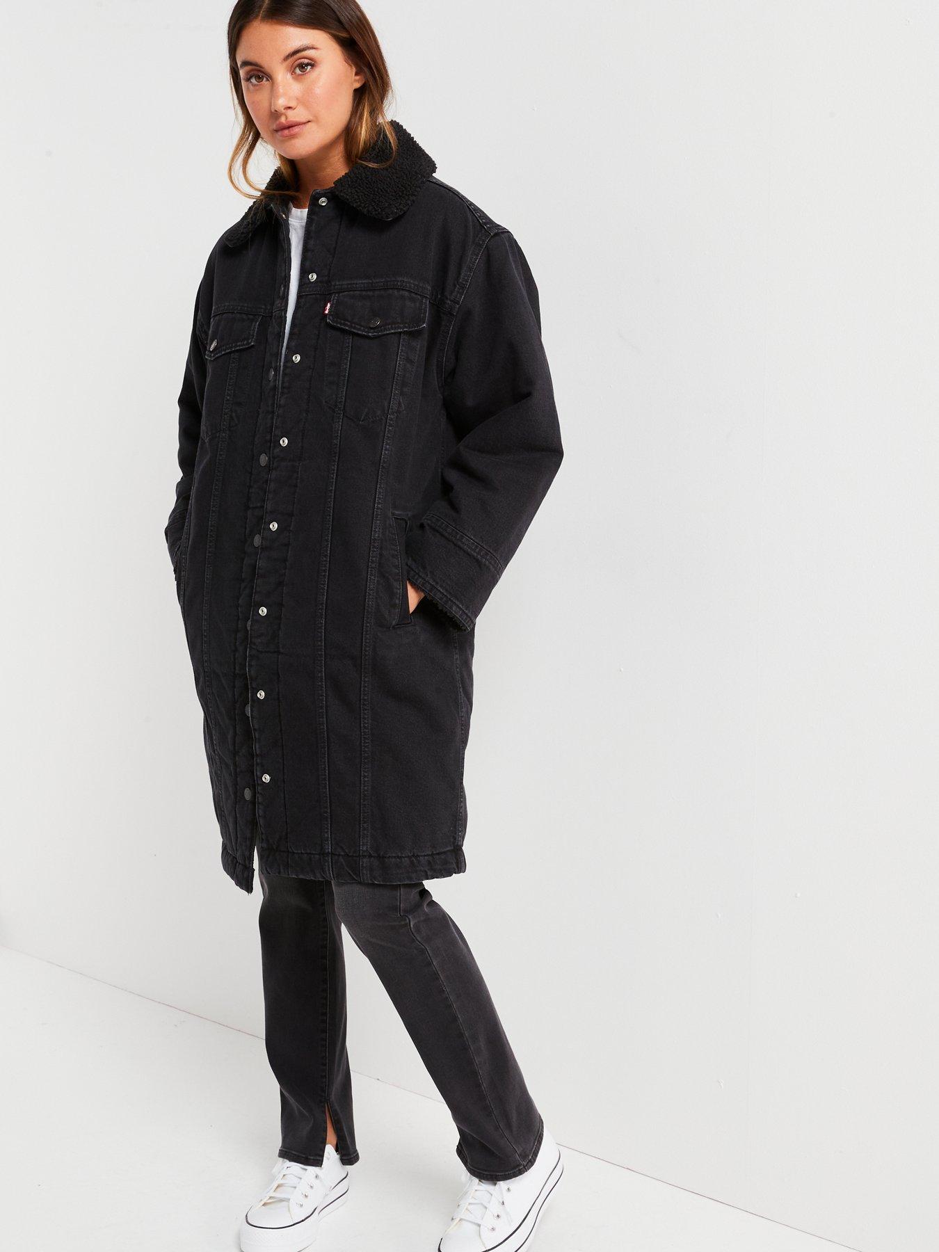 Levi s Longline Padded Trucker Jacket Come Back Trucker Black littlewoods