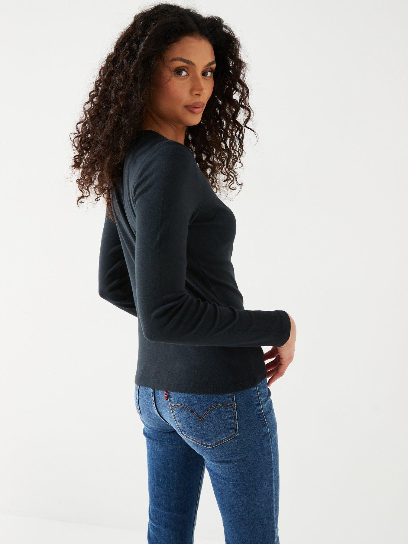  image of levis-essential-long-sleeve-t-shirt-caviar-black