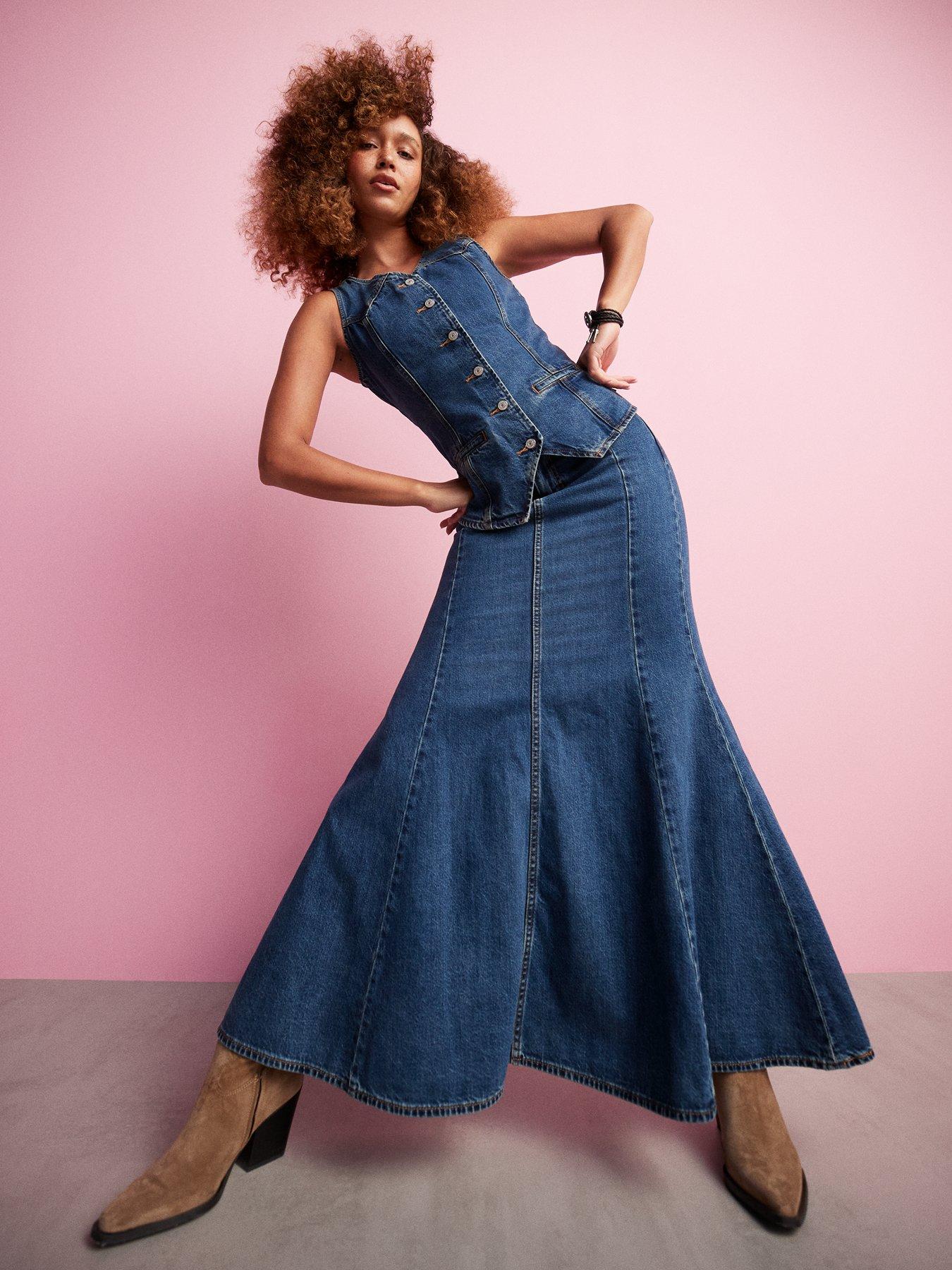 undefined Mermaid Denim Maxi Skirt - Enchantment