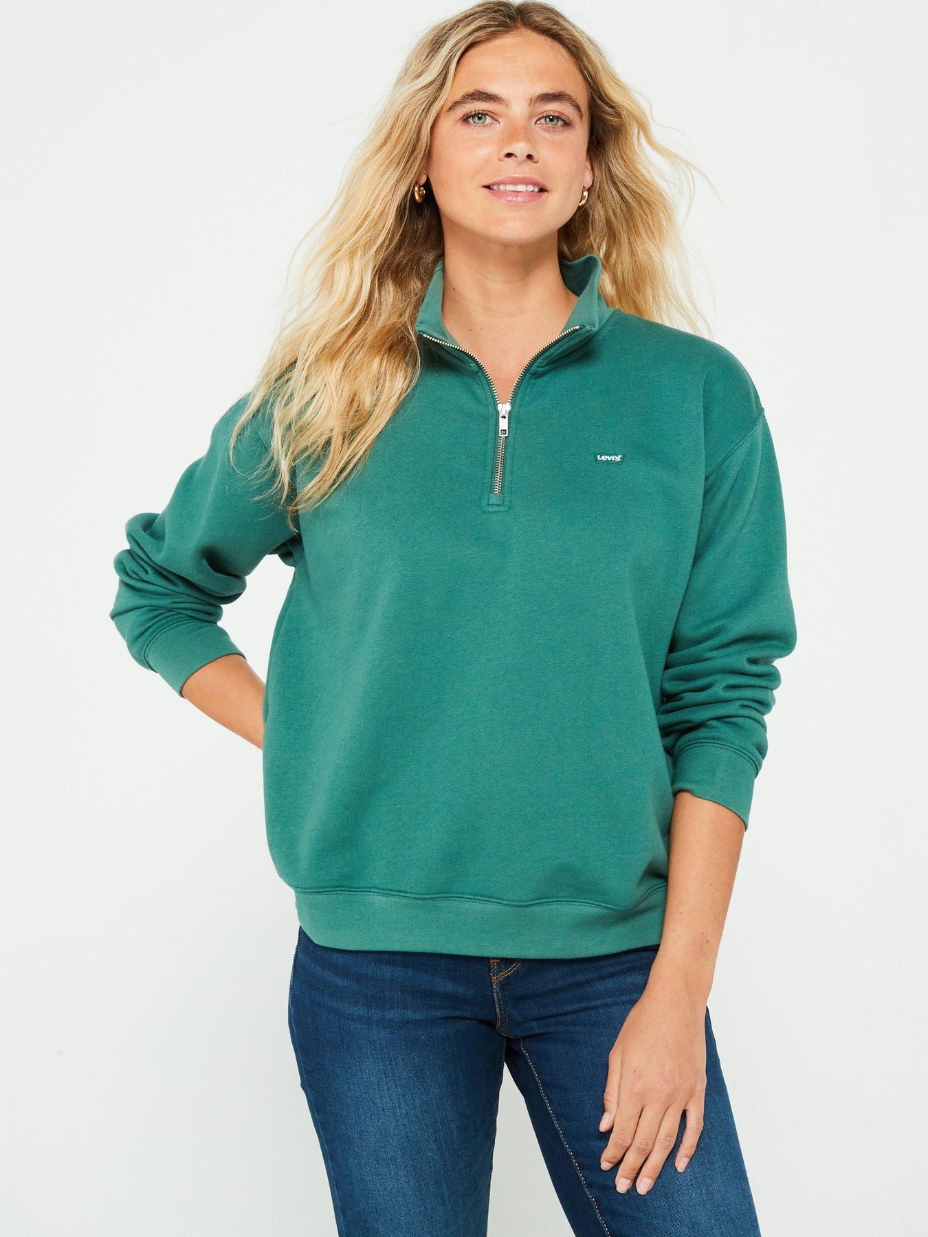 Levi s Everyday 1 4 Zip Sweatshirt Bistro Green littlewoods