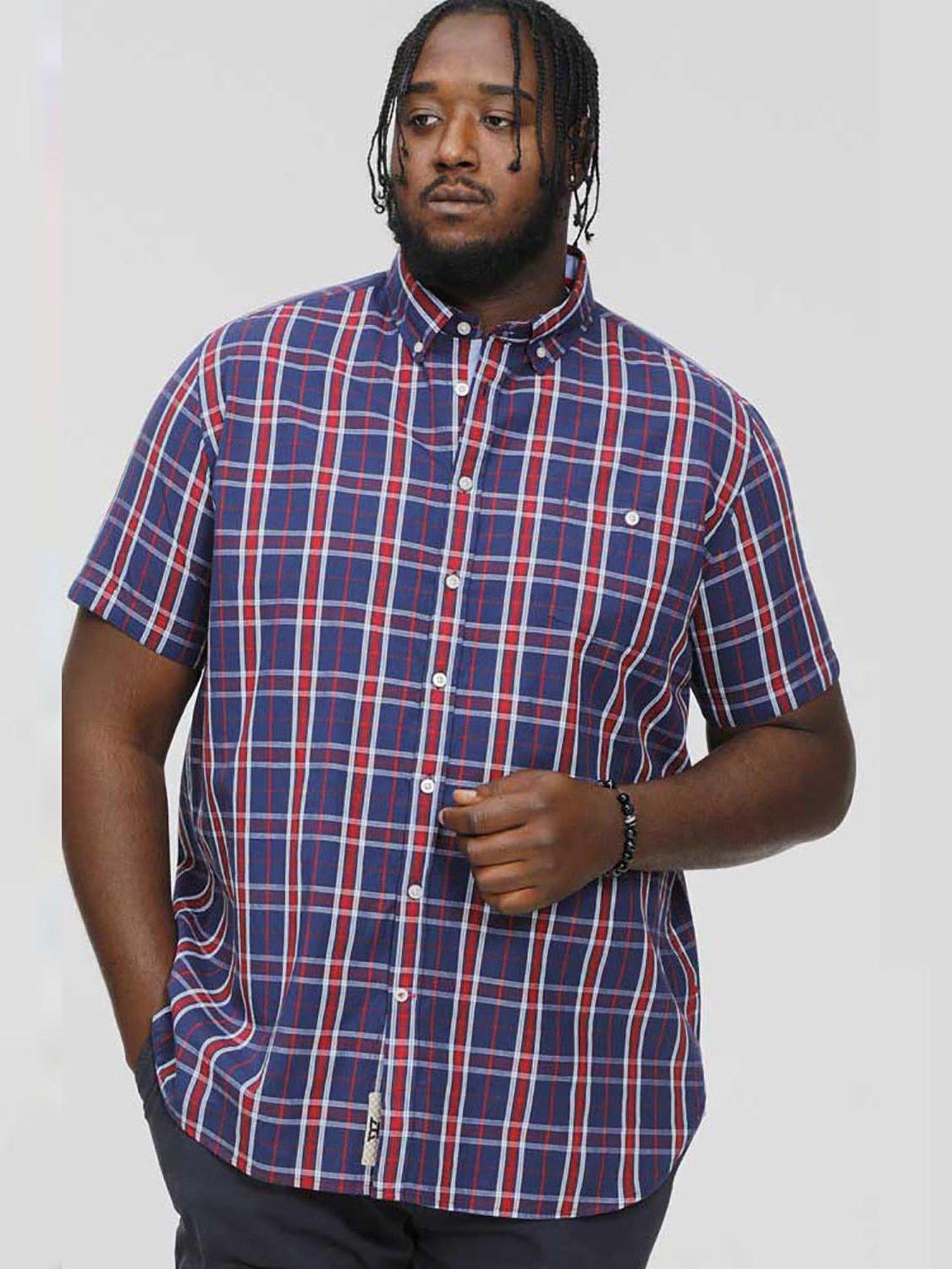 Image 1 of 4 of D555 D555 Royston Checked Short Sleeve Shirt - Navy/Red Check