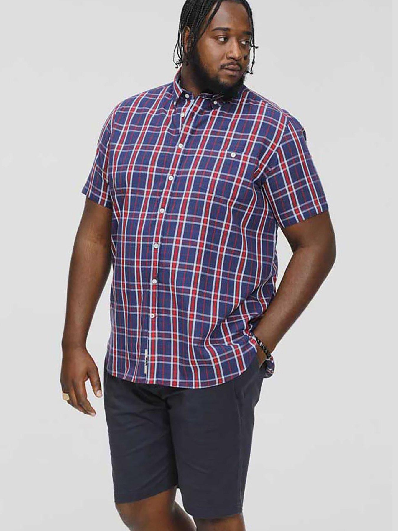 Image 2 of 4 of D555 D555 Royston Checked Short Sleeve Shirt - Navy/Red Check