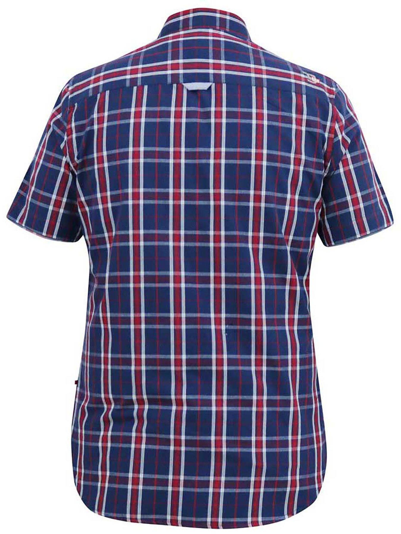 Image 4 of 4 of D555 D555 Royston Checked Short Sleeve Shirt - Navy/Red Check