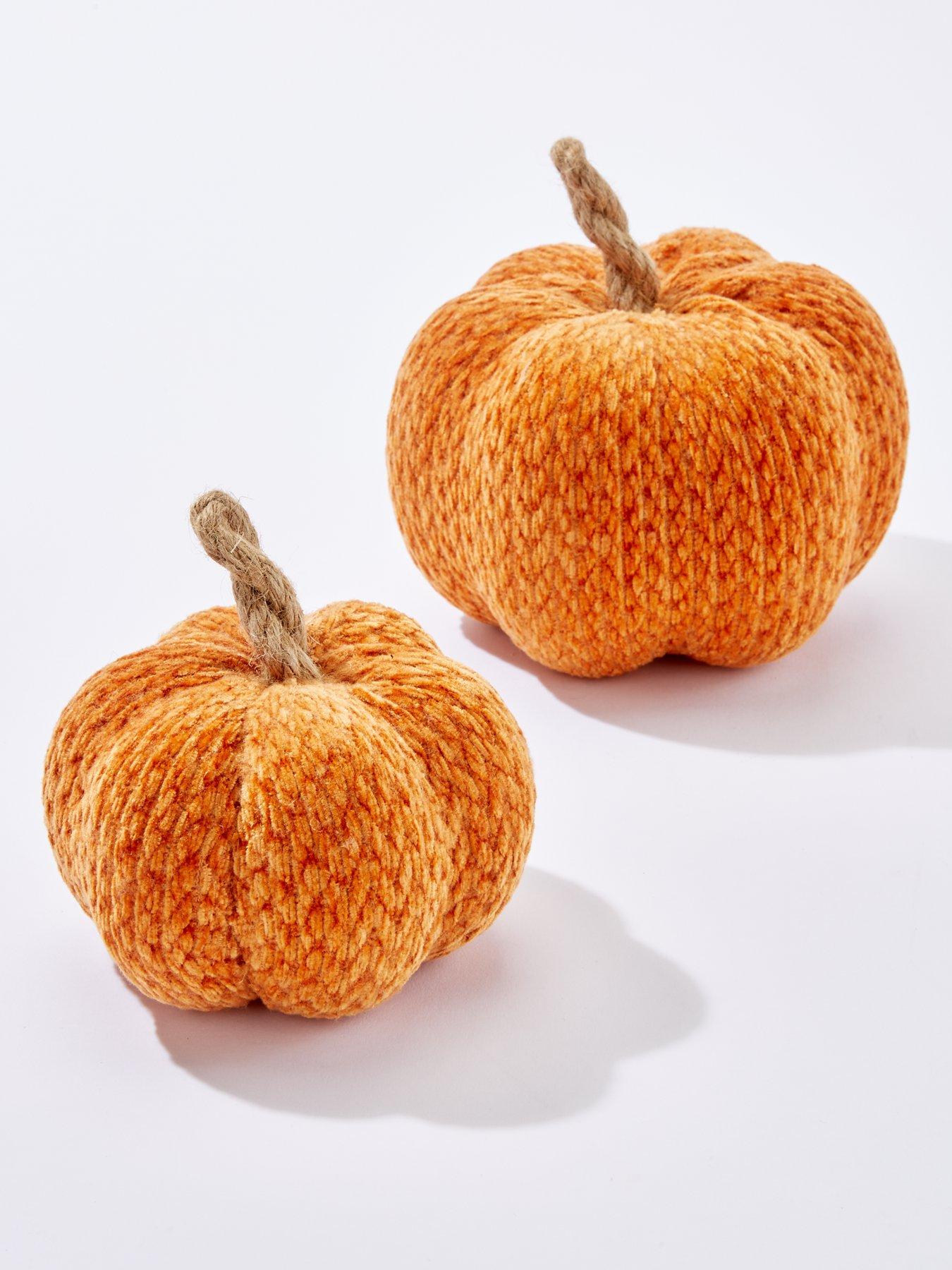 Image 2 of 6 of The Very Collection Set of 2 Chenille Pumpkin Autumn/Halloween Decorations