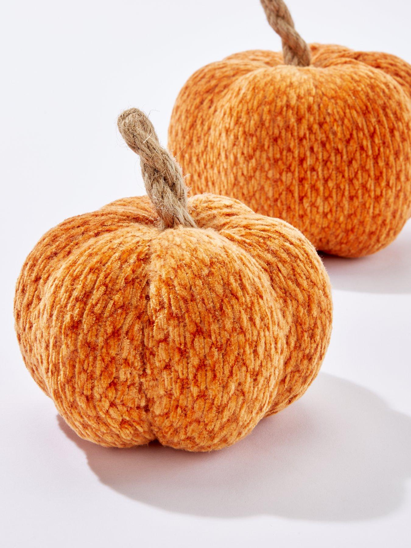 Image 3 of 6 of The Very Collection Set of 2 Chenille Pumpkin Autumn/Halloween Decorations