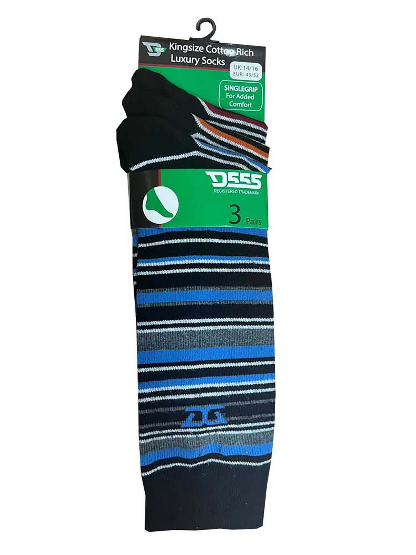  image of d555-roxton-cotton-rich-stripe-socks-3-pack-blueorange-red
