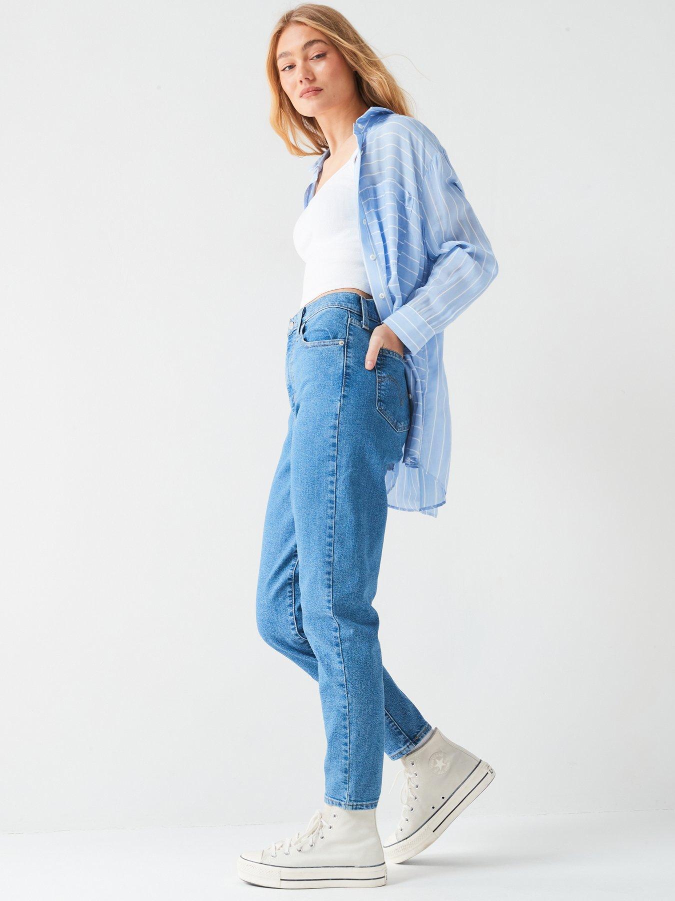  image of levis-high-waisted-mom-jeans-fyi-blue