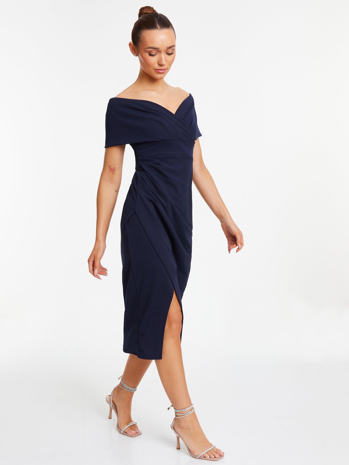 Quiz navy midi dress hotsell