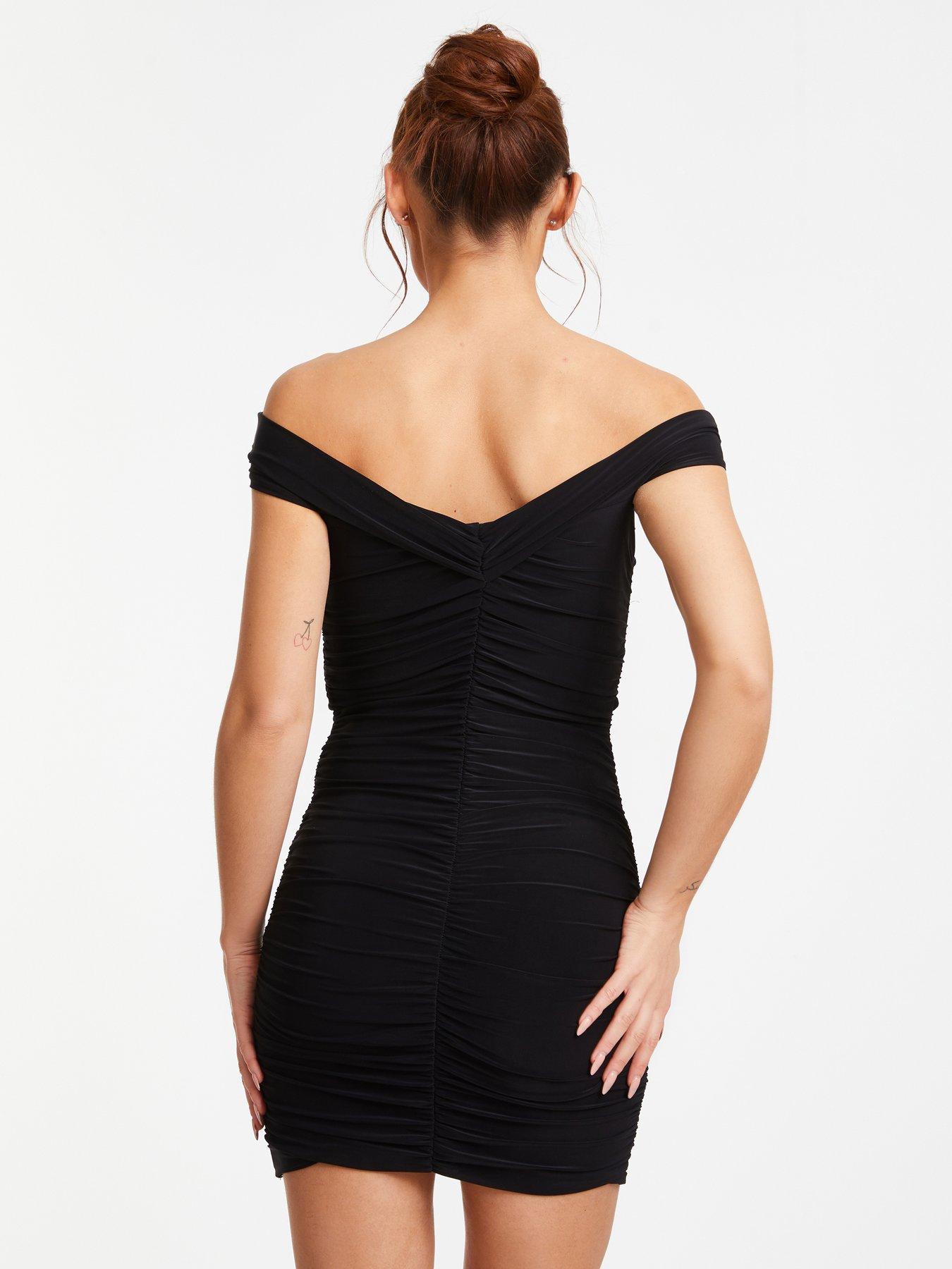 Quiz black best sale bardot dress