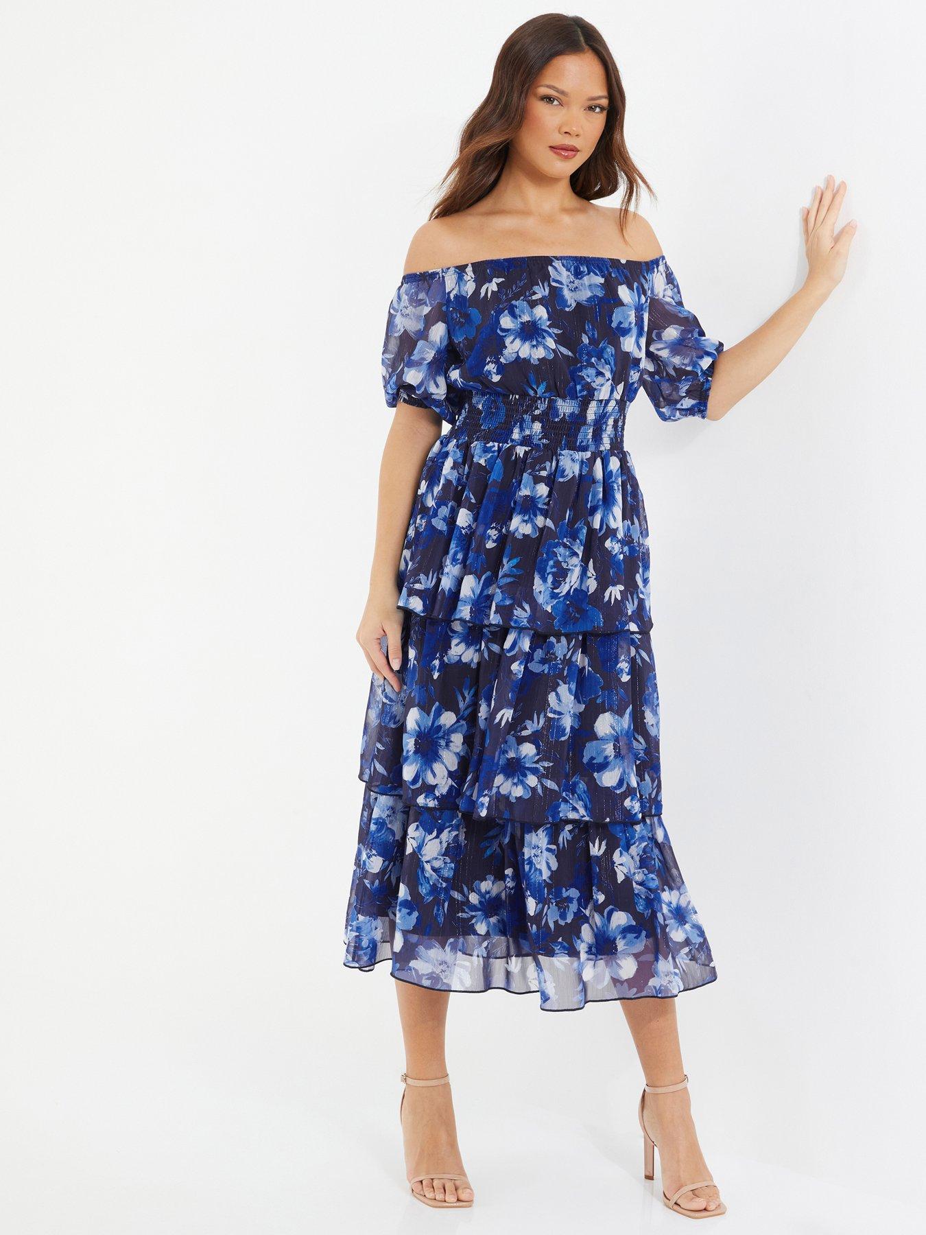 Pour Moi Lily Chiffon Frill Midaxi Dress - Dark Floral