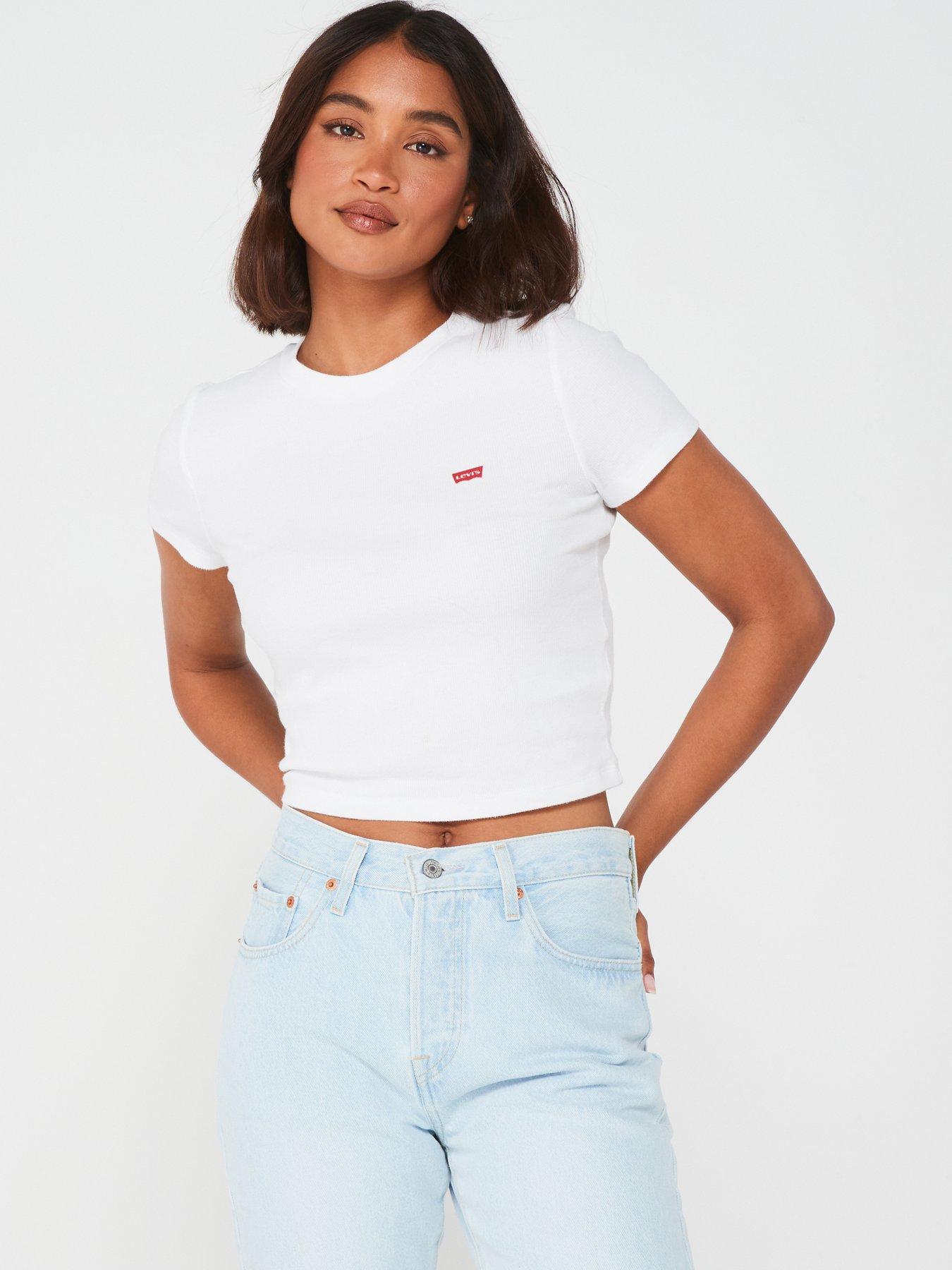 Image 1 of 4 of Levi's Essential Sporty T-shirt - White + Cotton Blend