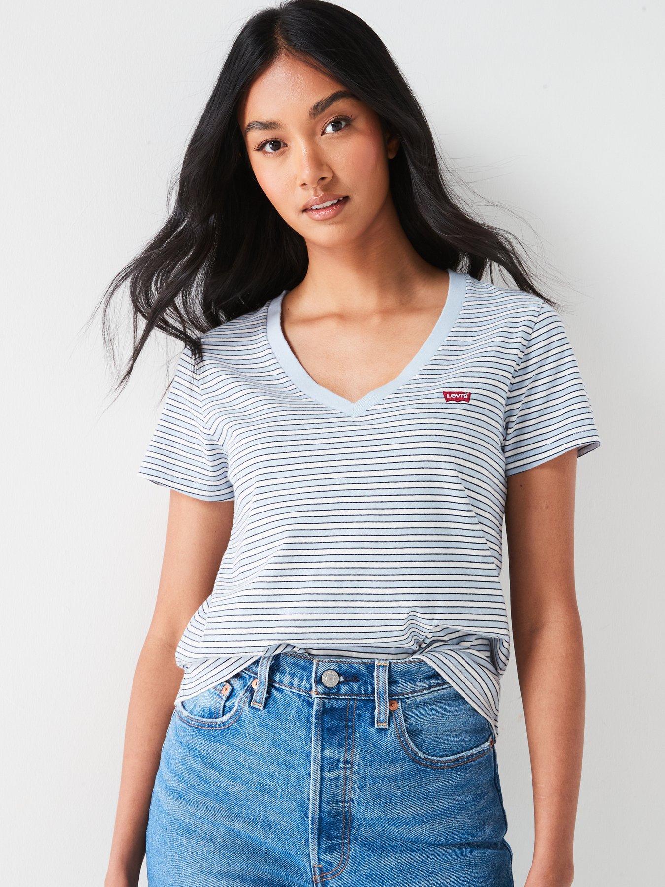 undefined The Perfect V-neck Tee - Penny Stripe Kentucky - Blue