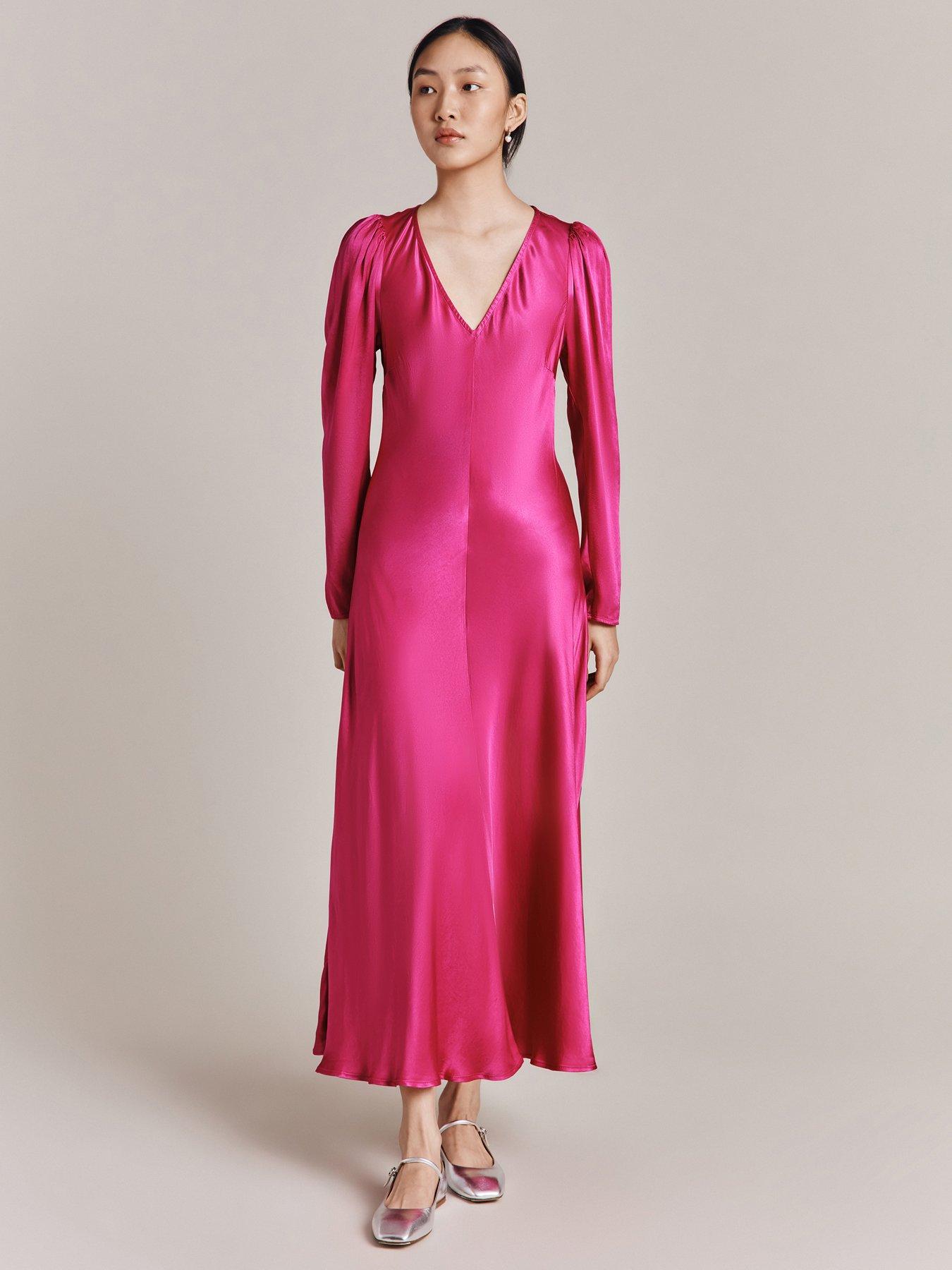 undefined Etta Satin Midi Dress - Pink