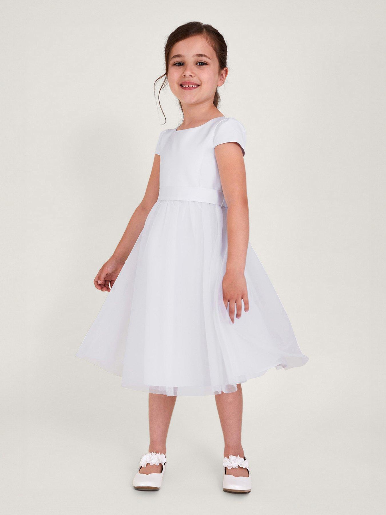 Monsoon Girls Tulle Communion Bridesmaid Dress White Littlewoods