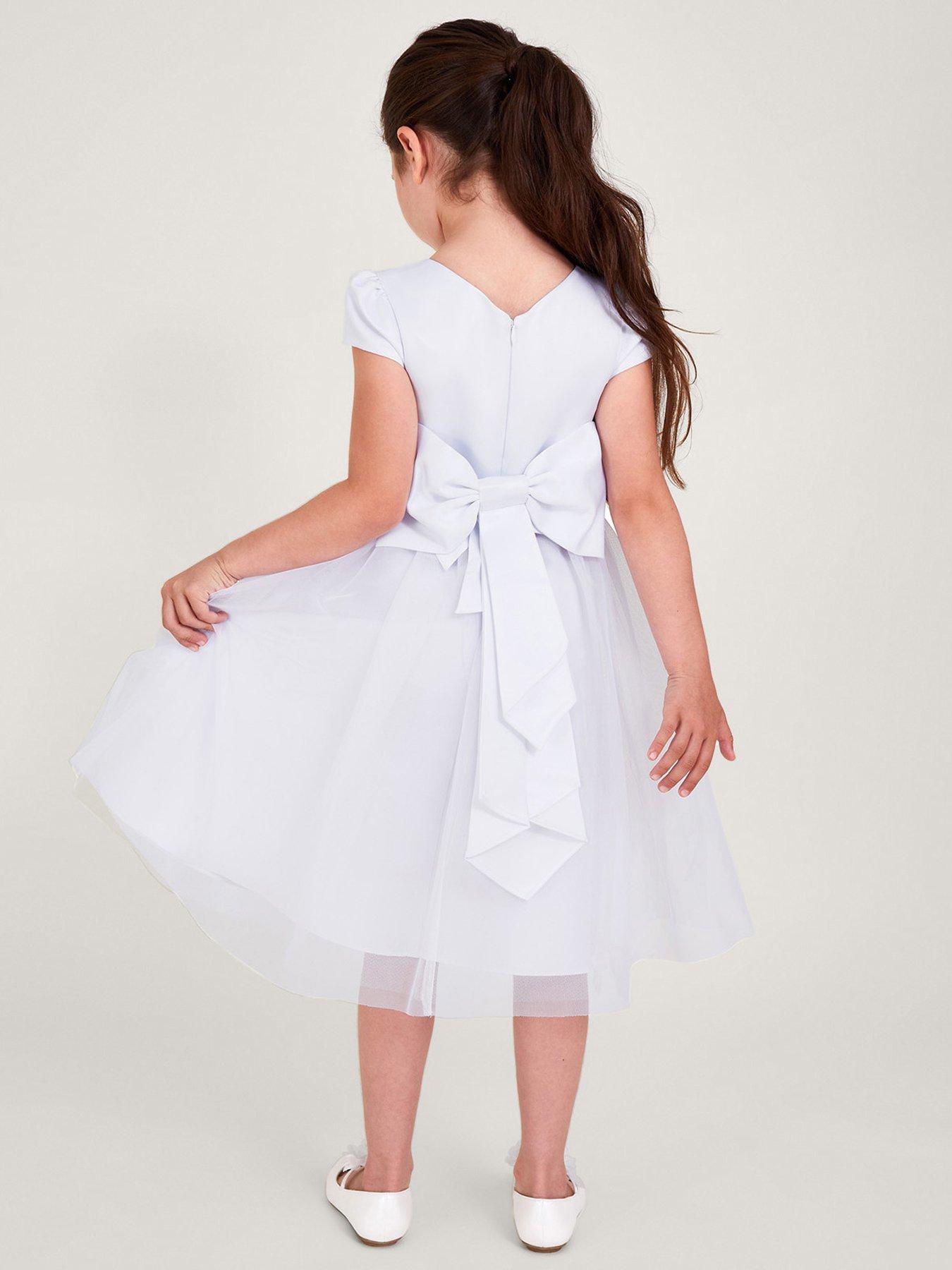 Monsoon Girls Tulle Communion Bridesmaid Dress White Littlewoods