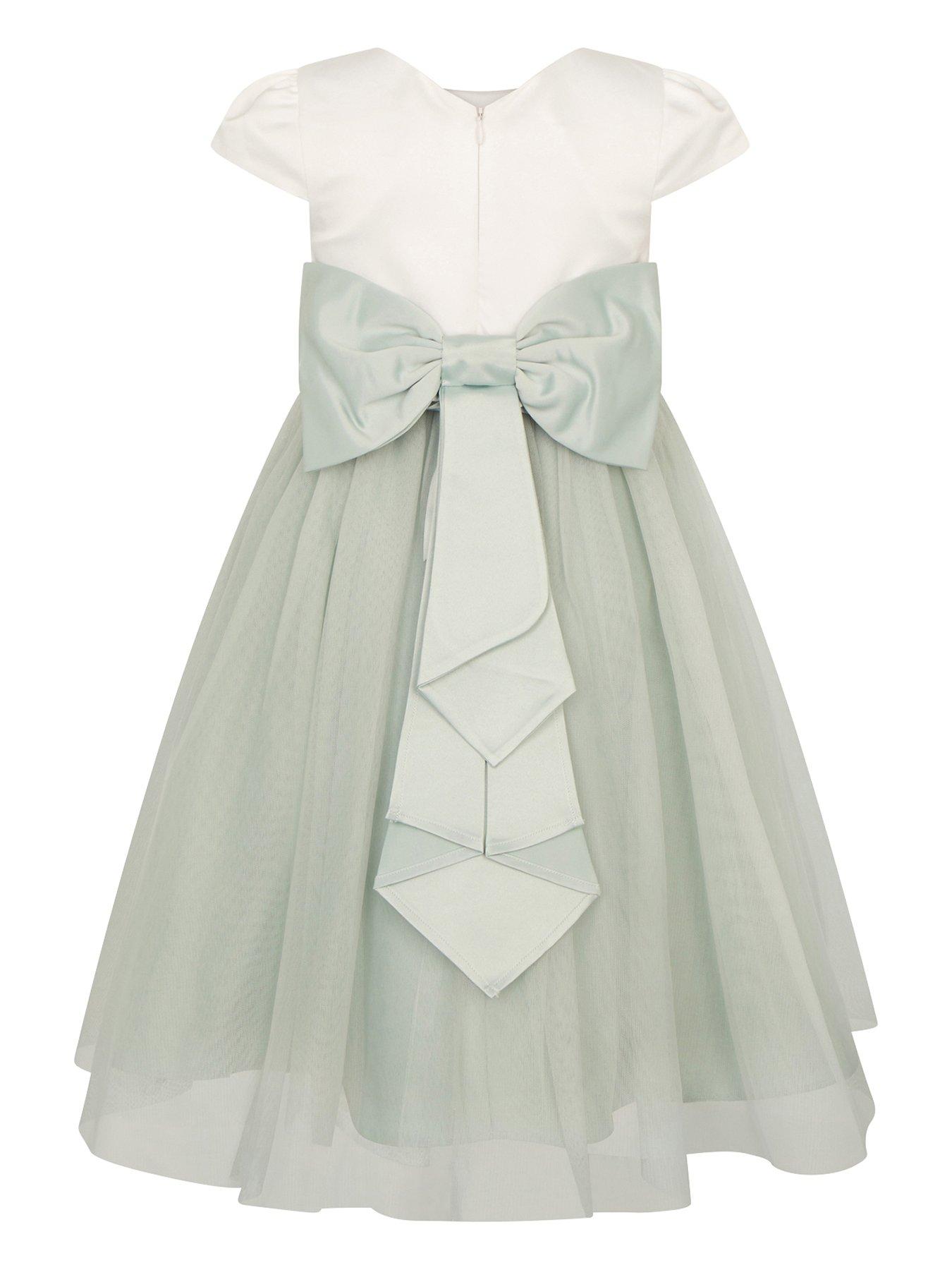 Monsoon Girls Tulle Bridesmaid Dress - Sage | Littlewoods