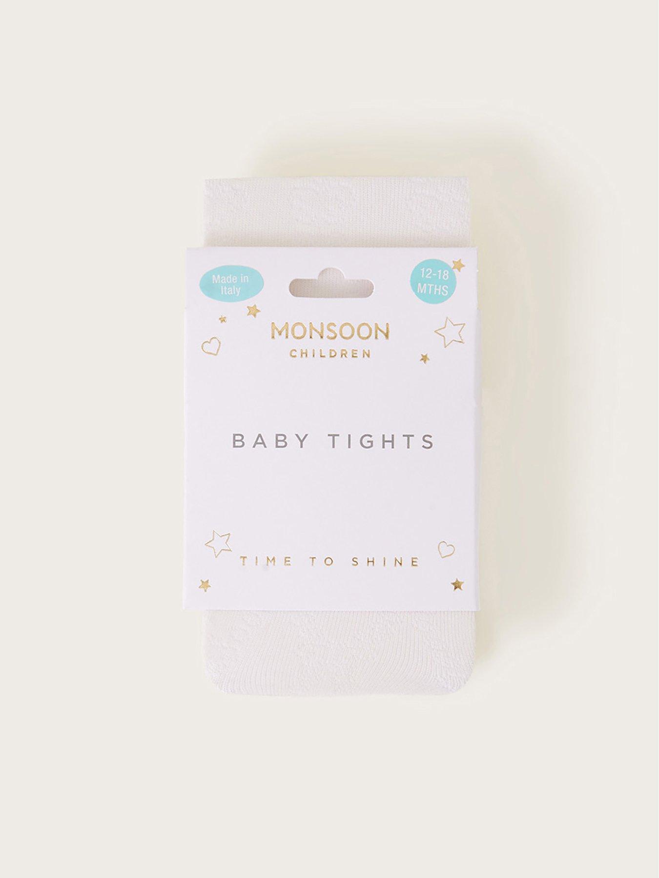 Image 2 of 2 of Monsoon Baby Girls Diamond Butterfly Tights - Ivory