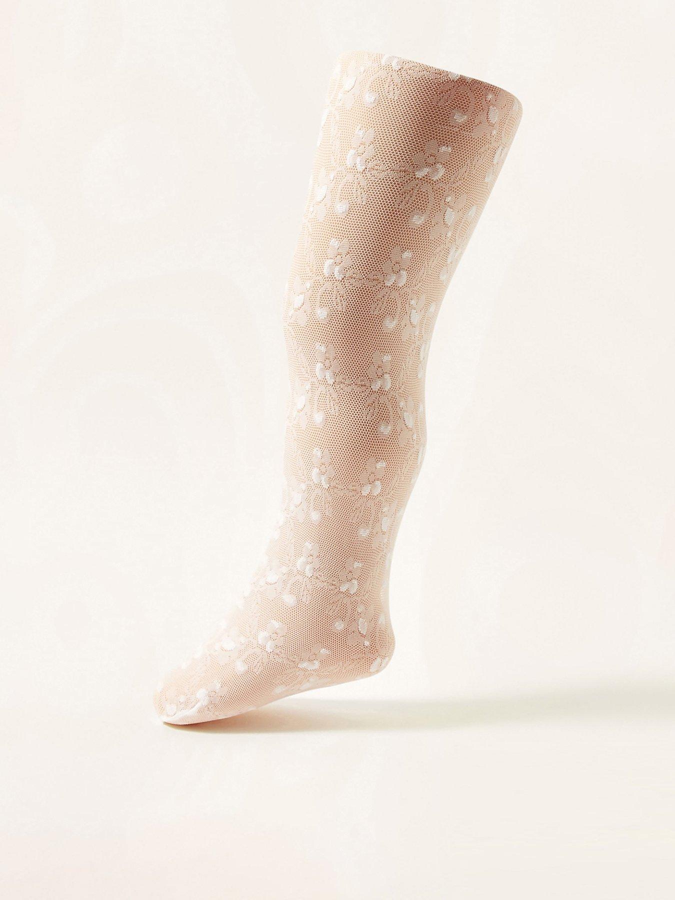 undefined Baby Girls Butterfly Lace Tights - White