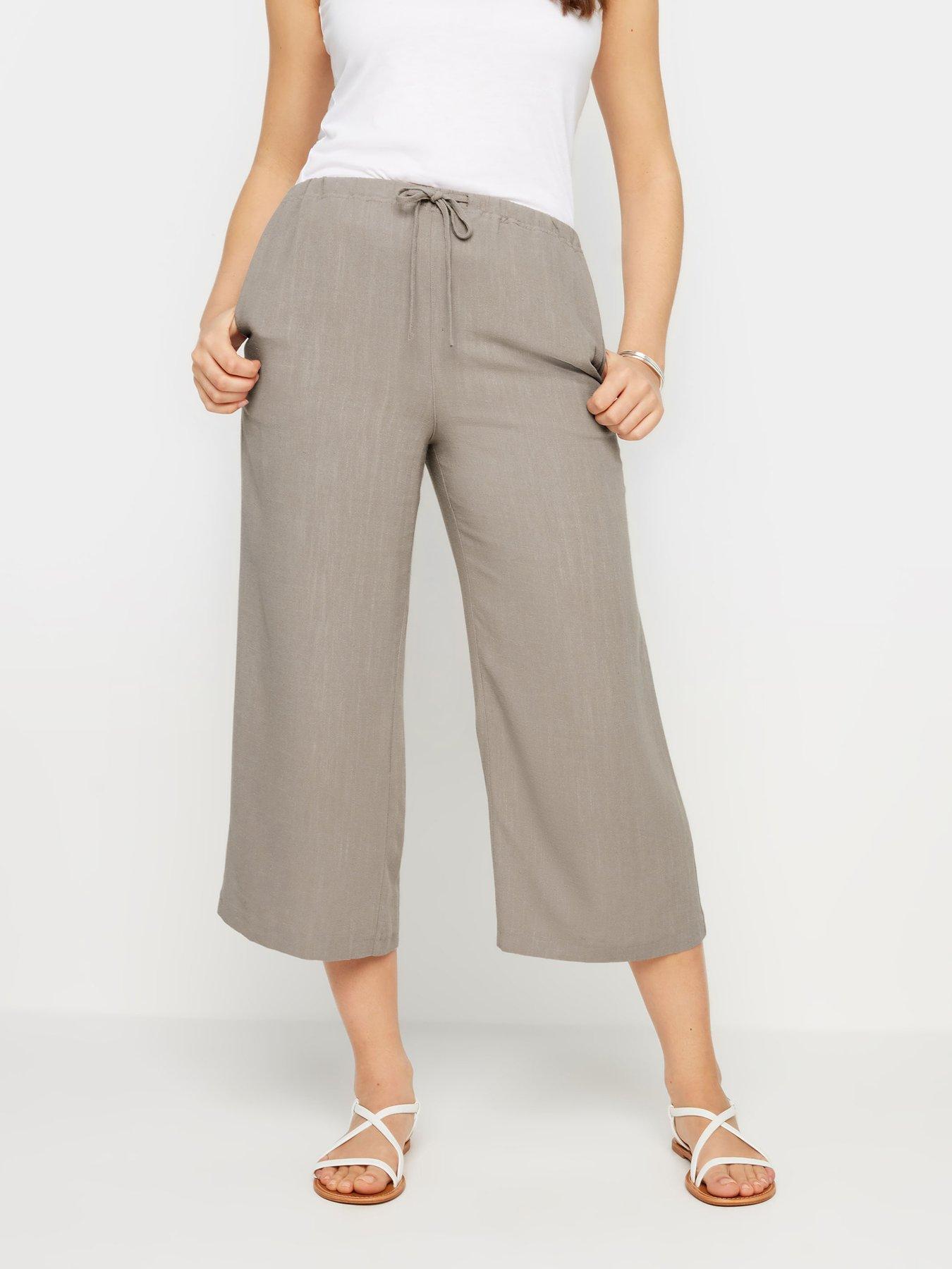 undefined Tall Neutral Crop Sand Linen Blend Trouser