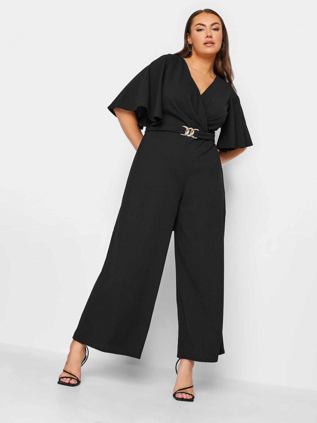 Yours Curve Buckle Detail Jumpsuit Black littlewoods