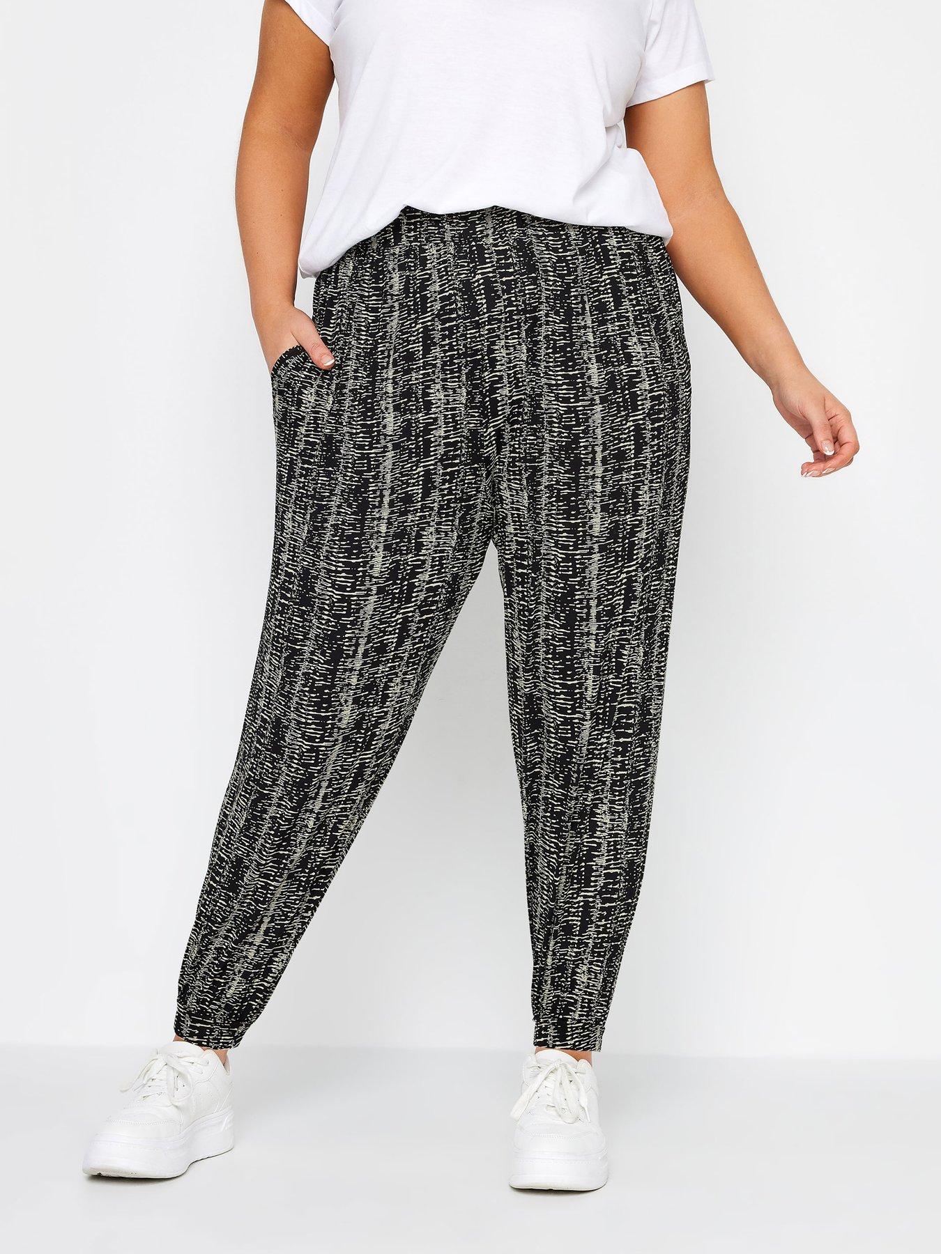 yours-curve-abstract-print-harem-joggers-black