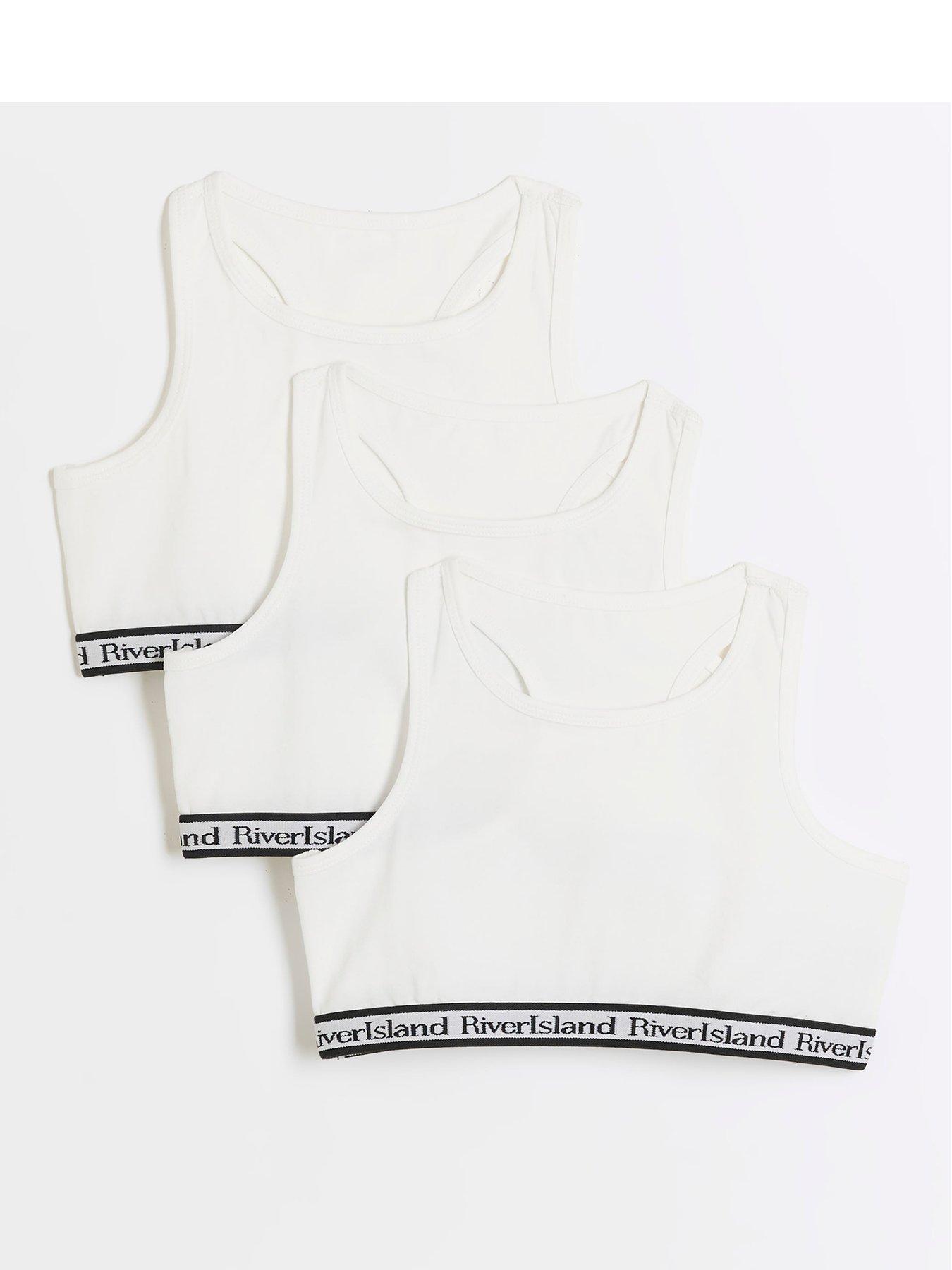 River Island Older Girl 3 Pack Racer Vests - White